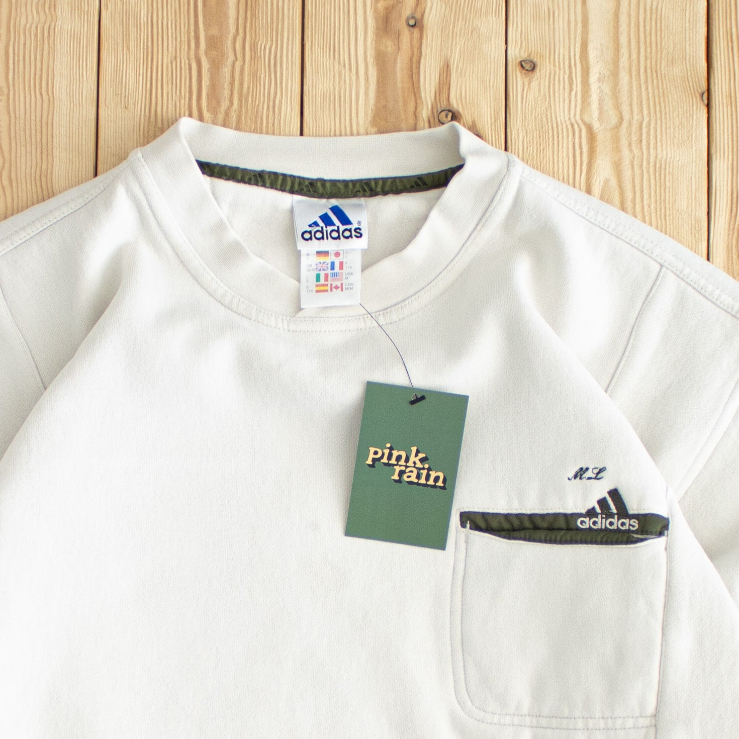 (M) Adidas Vintage Embroidered Sweatshirt Beige