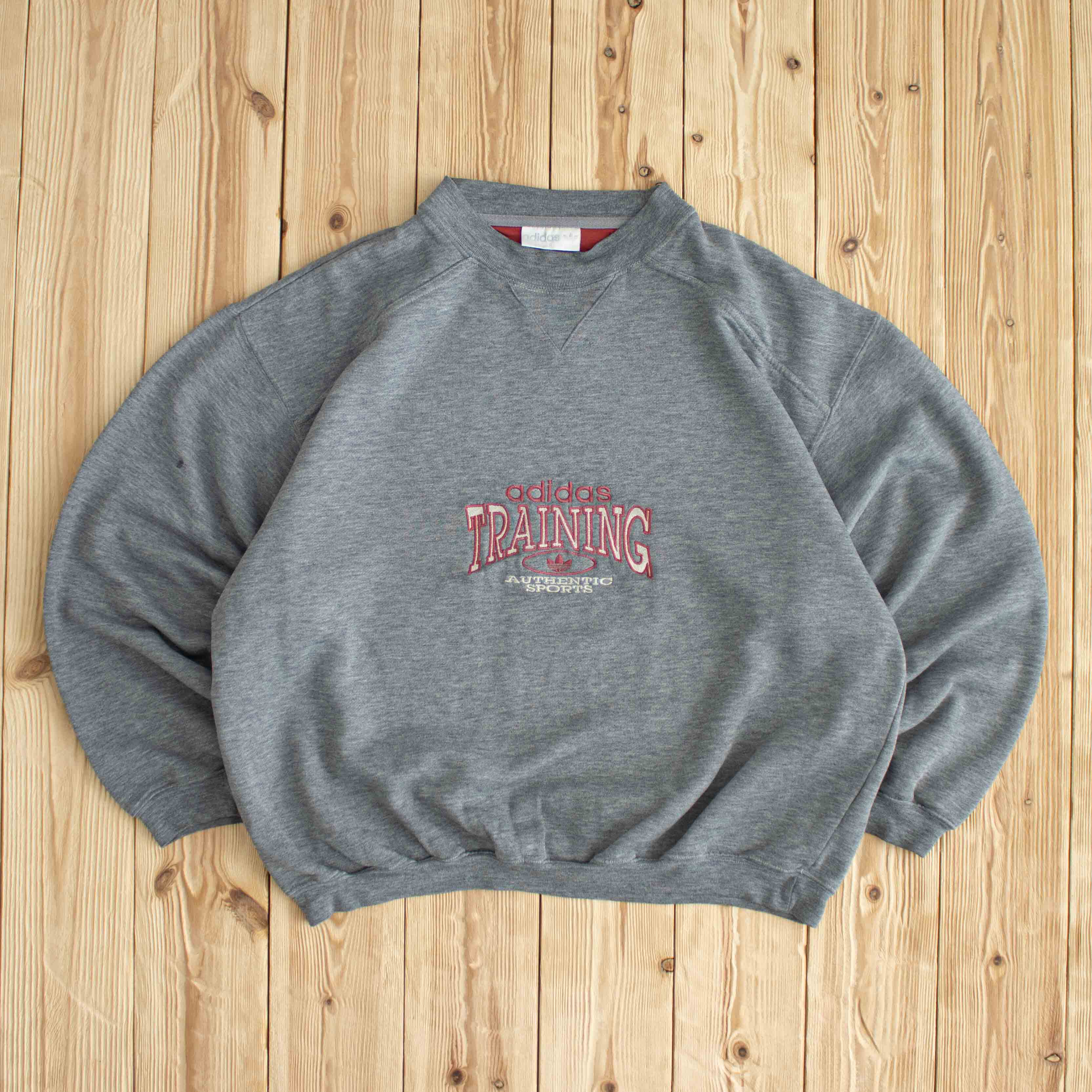 (S/M) Adidas Vintage Training Embroidered Sweatshirt Gray