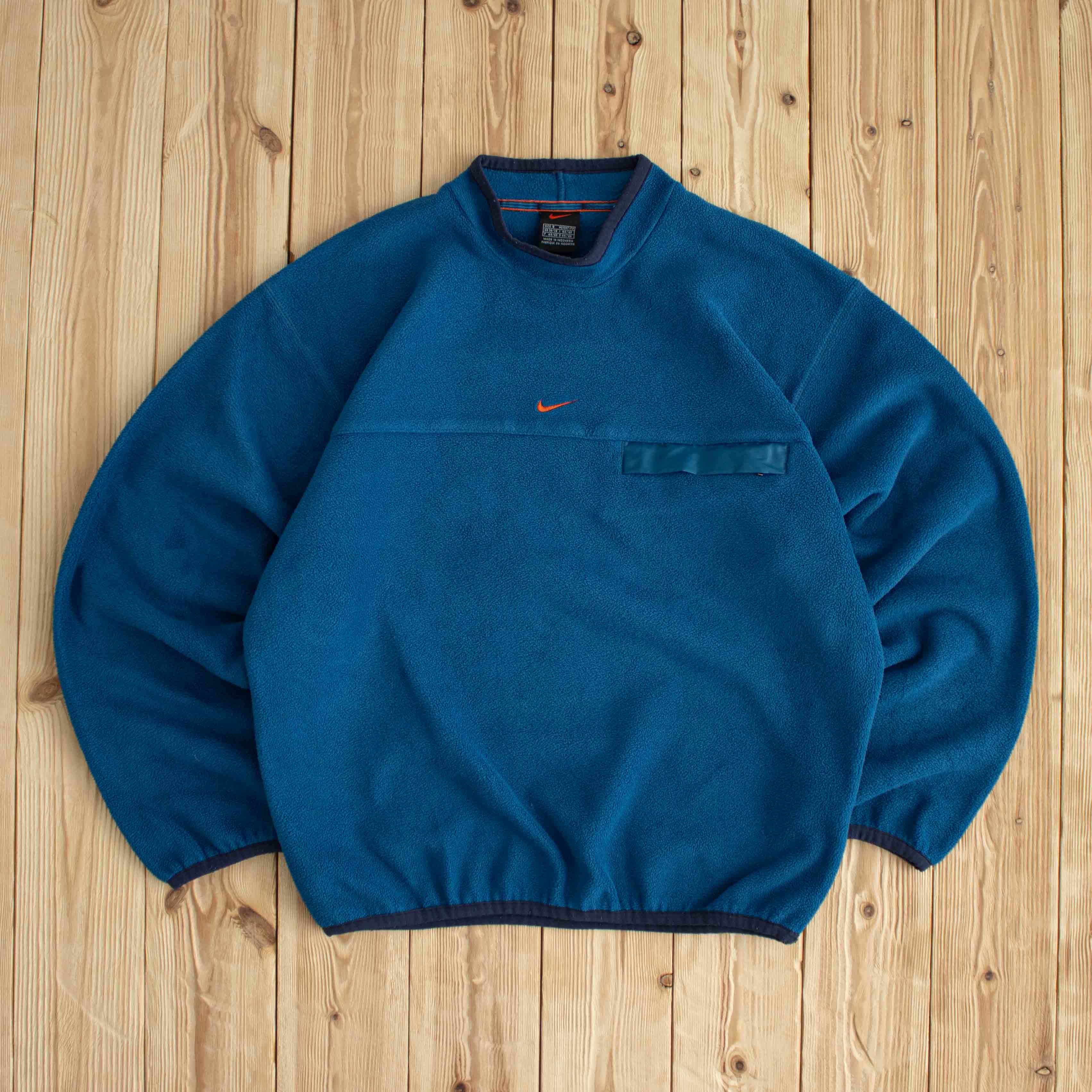 (S/M) Nike Vintage Swoosh Embroidered Sweatshirt Blue