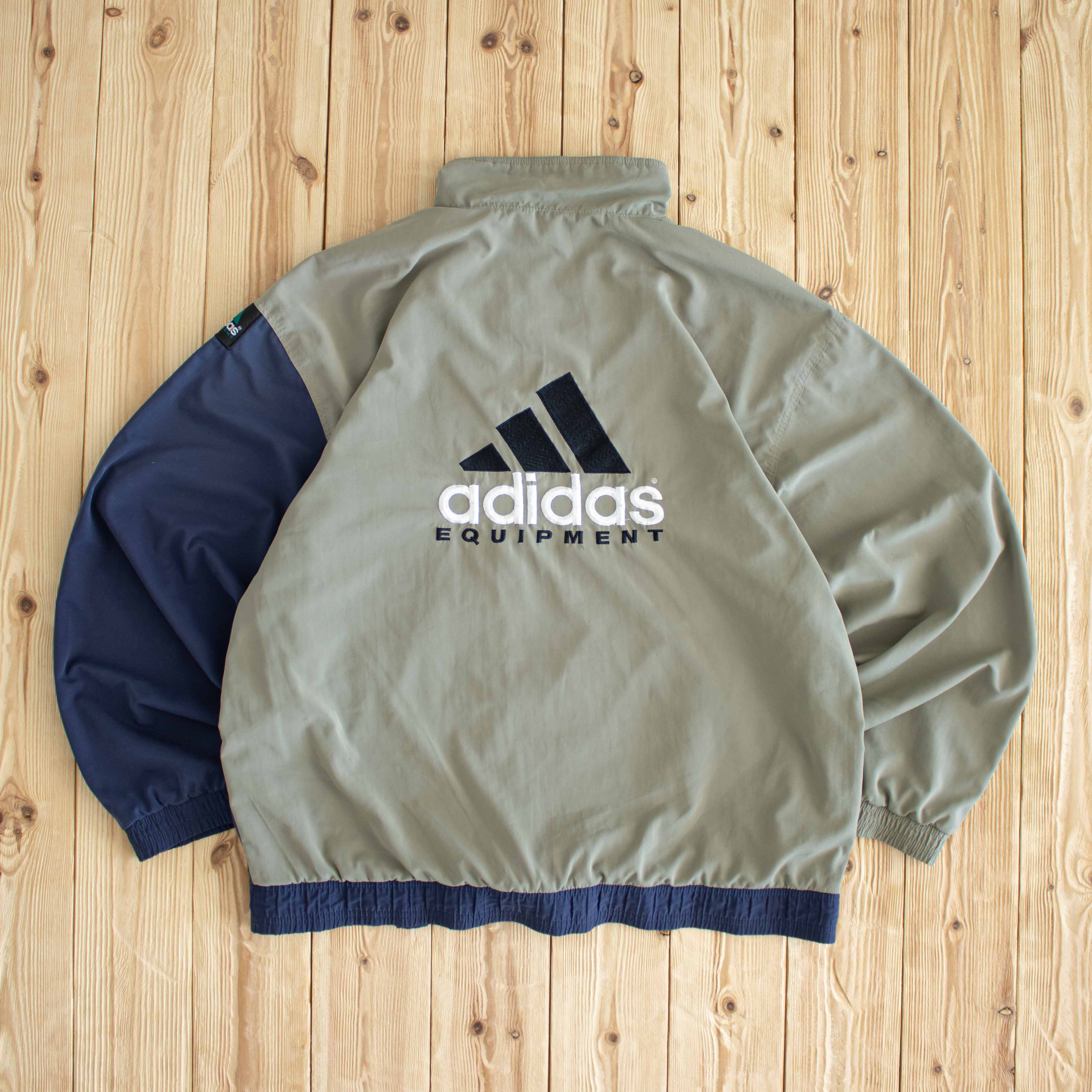 (L) Adidas Equipment Vintage Embroidered Jacket Khaki Blue