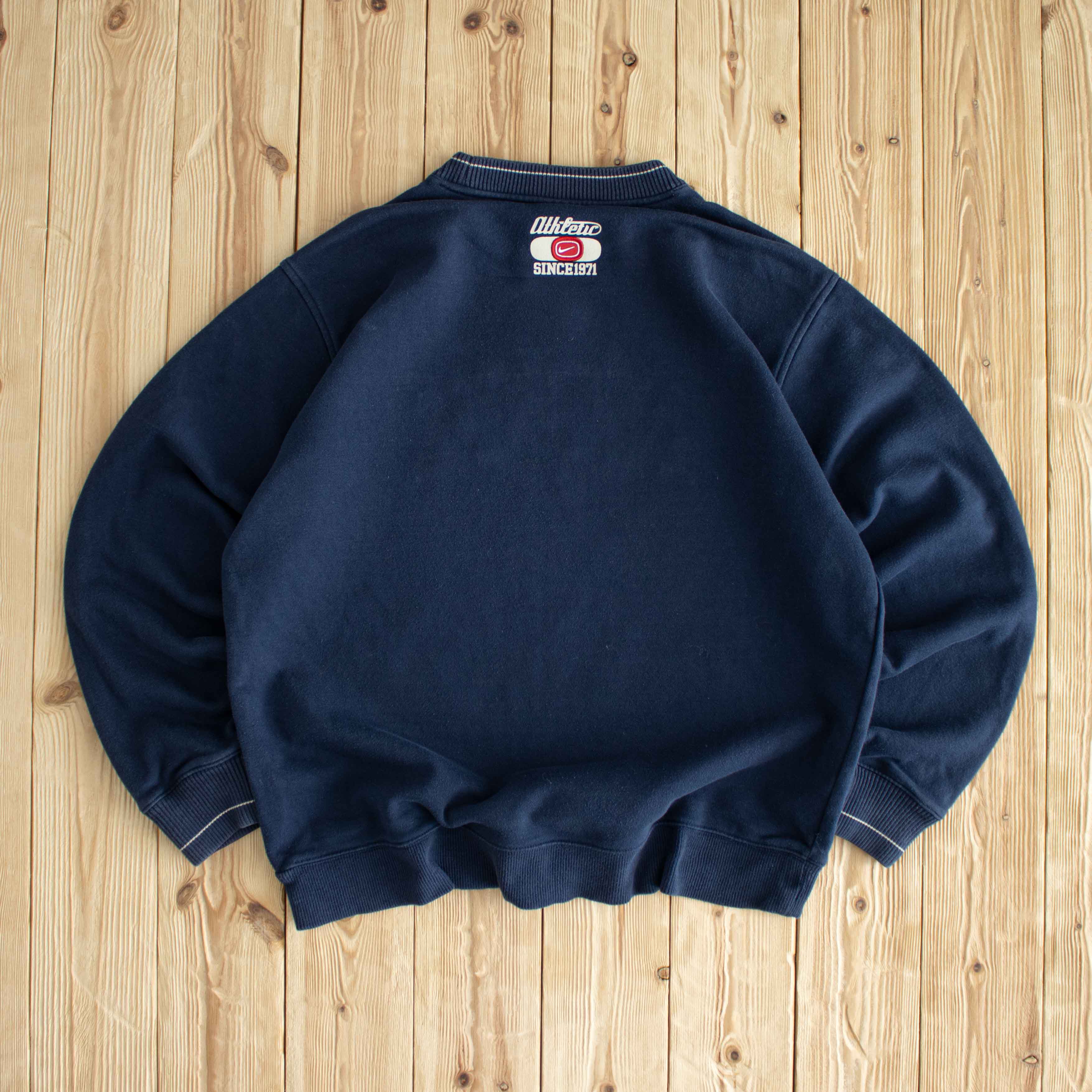 (M/L) Nike Spell Out Vintage Embroidered Sweatshirt Blue