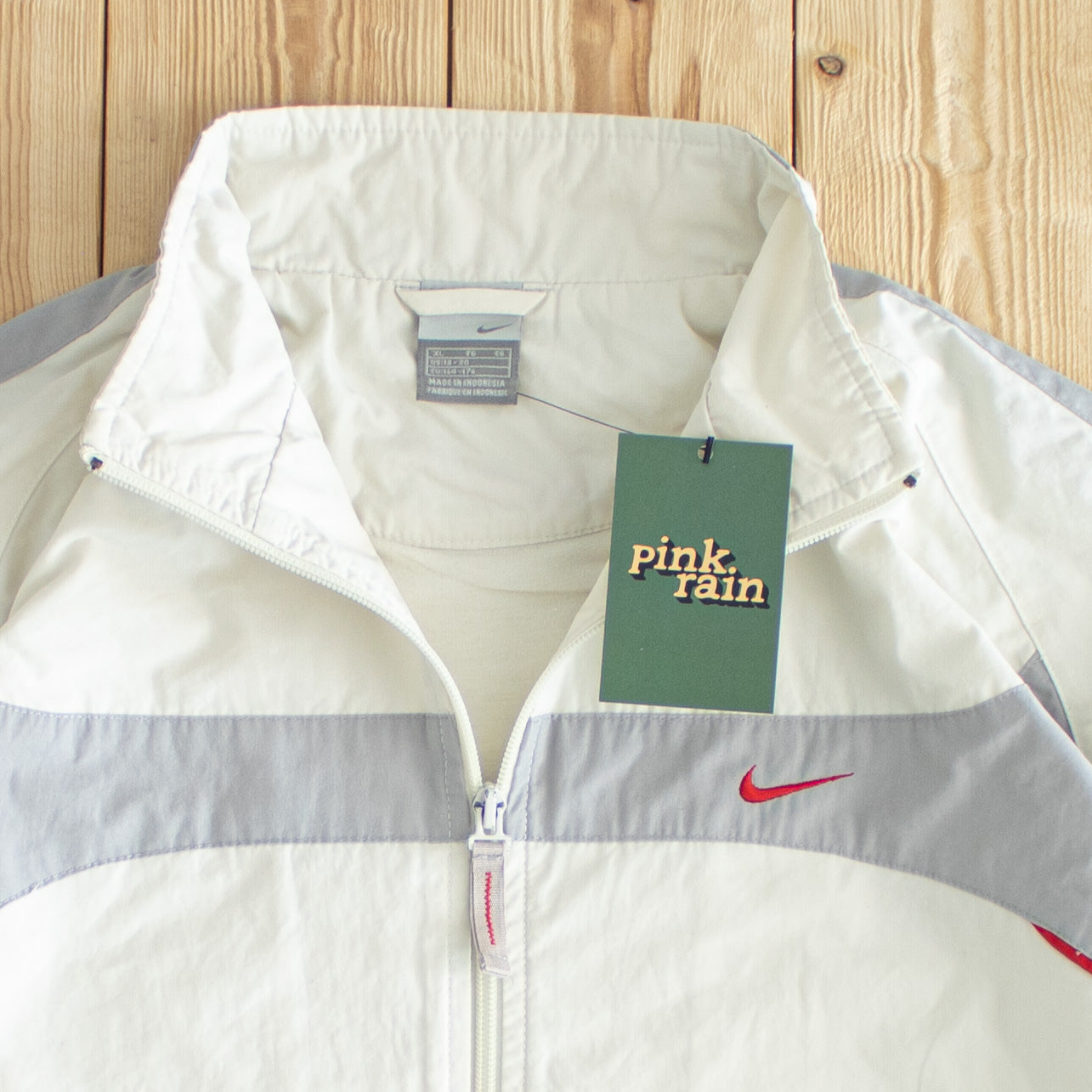 (S/M) Nike Athletic Vintage Embroidered Jacket Beige