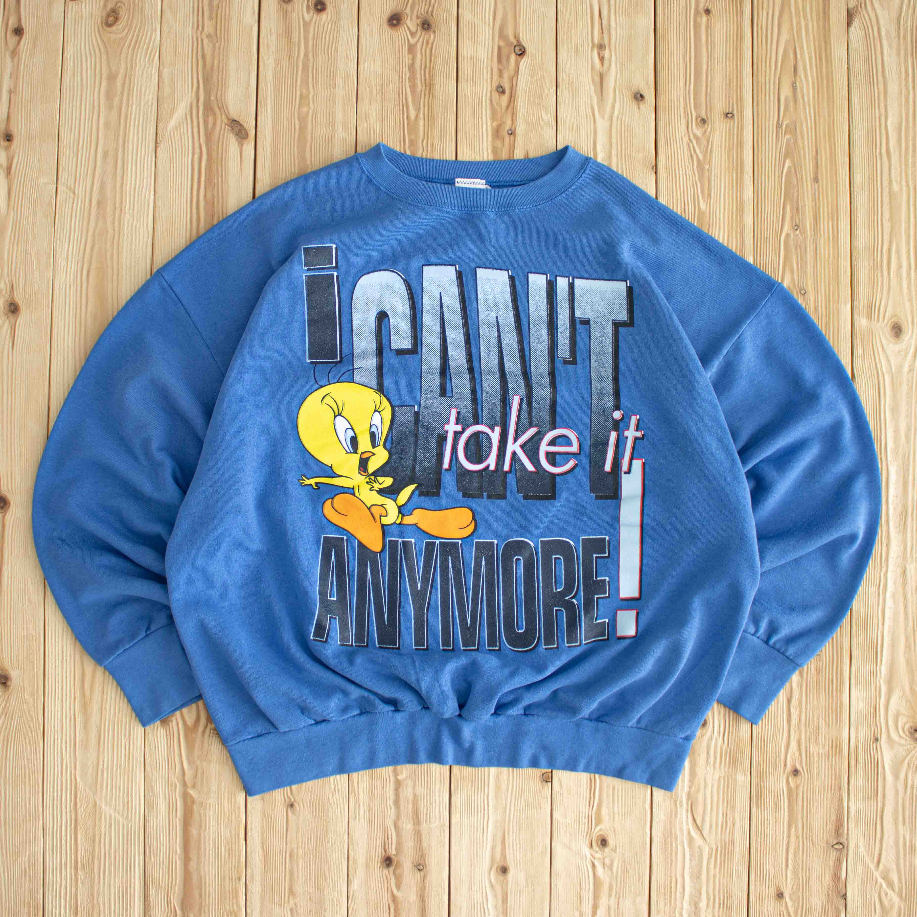 (L/XL) Looney Tunes Vintage Tweety "I Can't Take It Anymore" Sweatshirt Blue