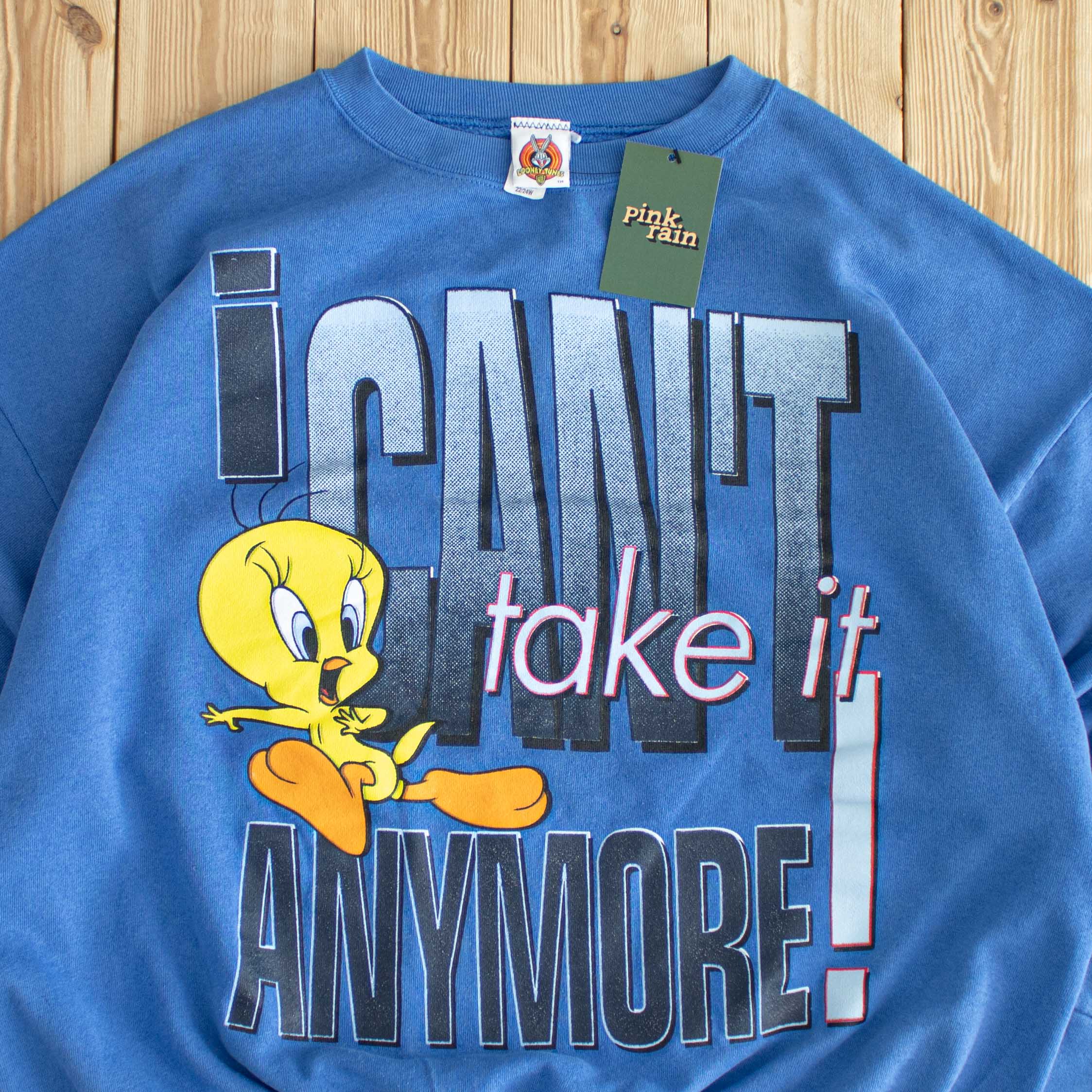 (L/XL) Looney Tunes Vintage Tweety "I Can't Take It Anymore" Sweatshirt Blue