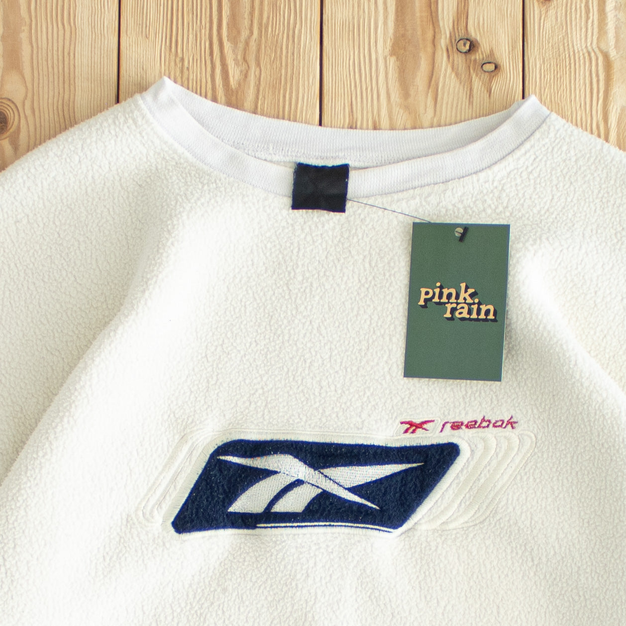 (S) Reebok Vintage Embroidered Fleece Sweatshirt Beige