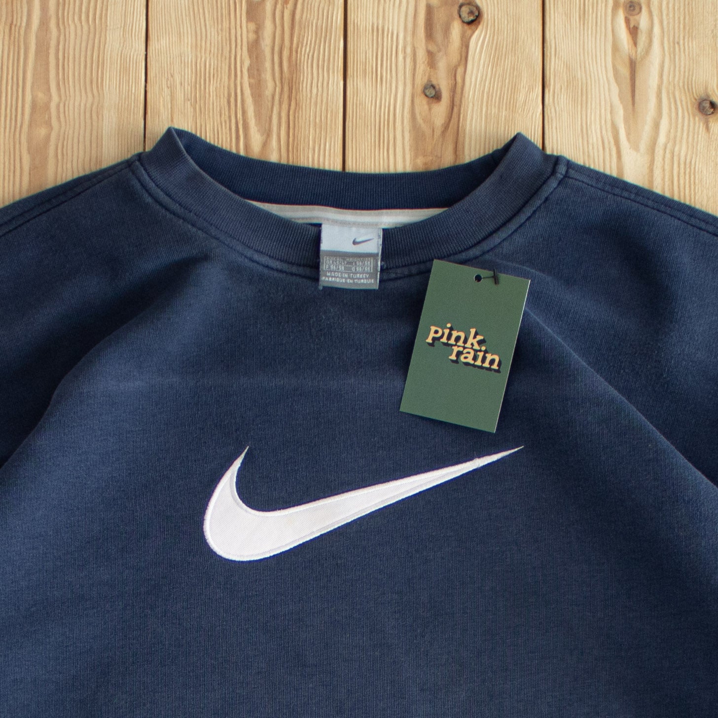 (L/XL) Nike Swoosh Vintage Embroidered Sweatshirt Blue