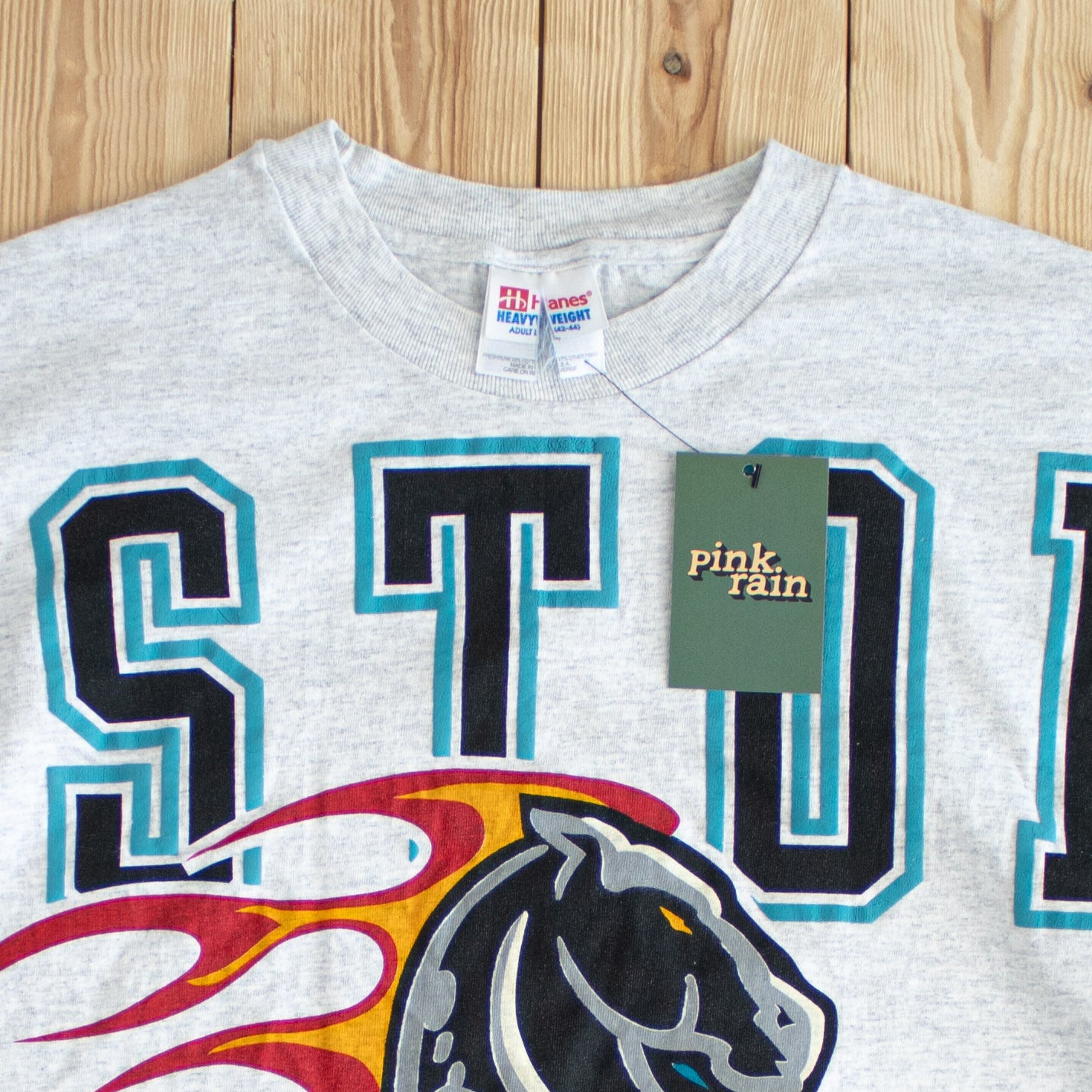 (M/L) Detroit Pistons Vintage Puff Printed T-Shirt Gray
