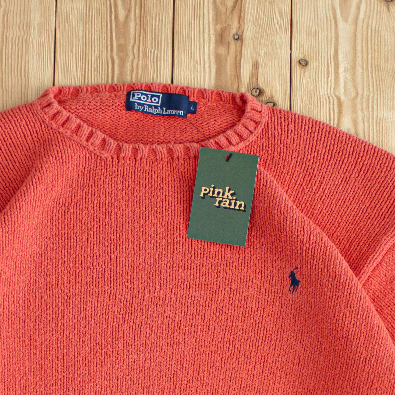 (L) Ralph Lauren Vintage Embroidered Sweater Pink