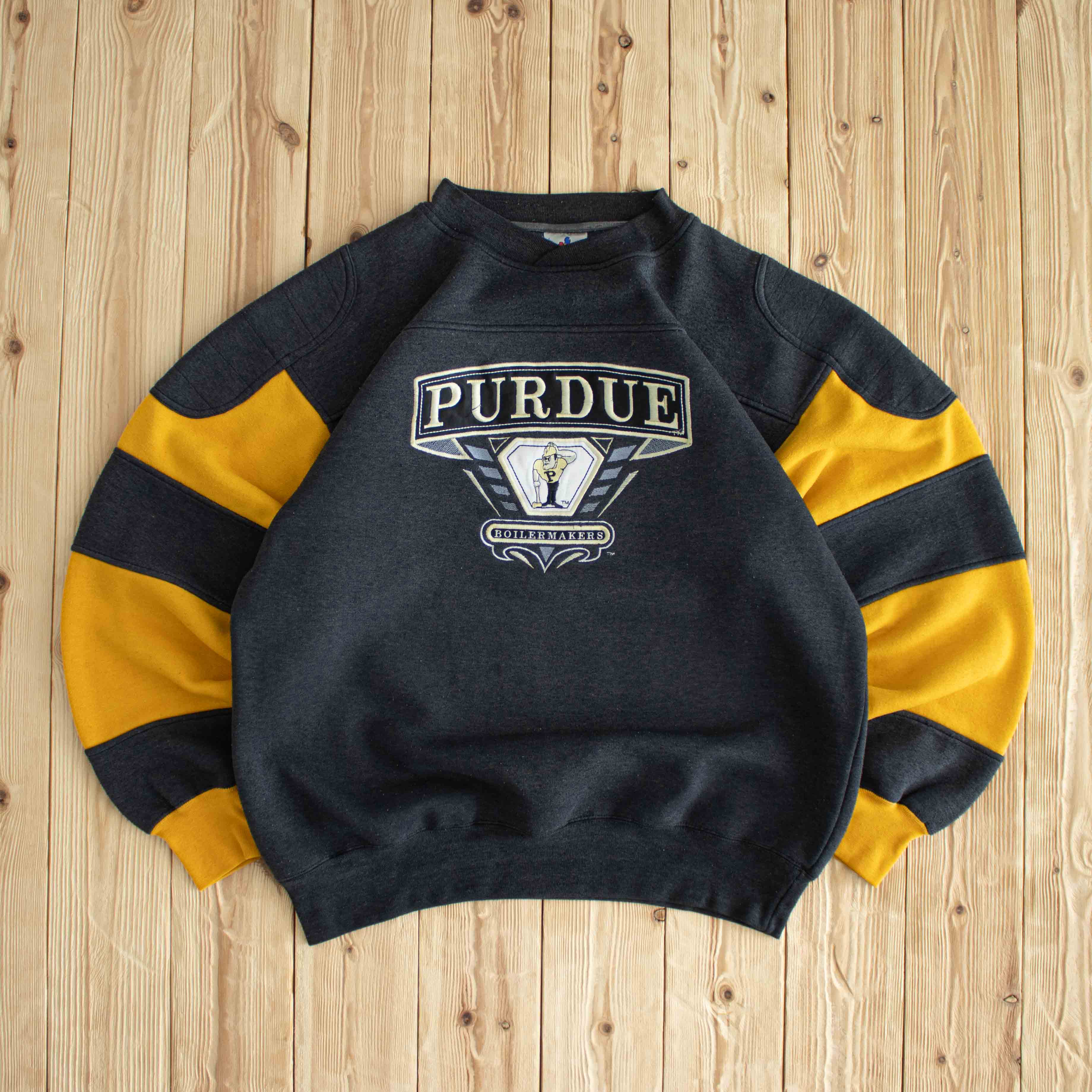 (L) Purdue Boilermakers Vintage Embroidered Sweatshirt Gray