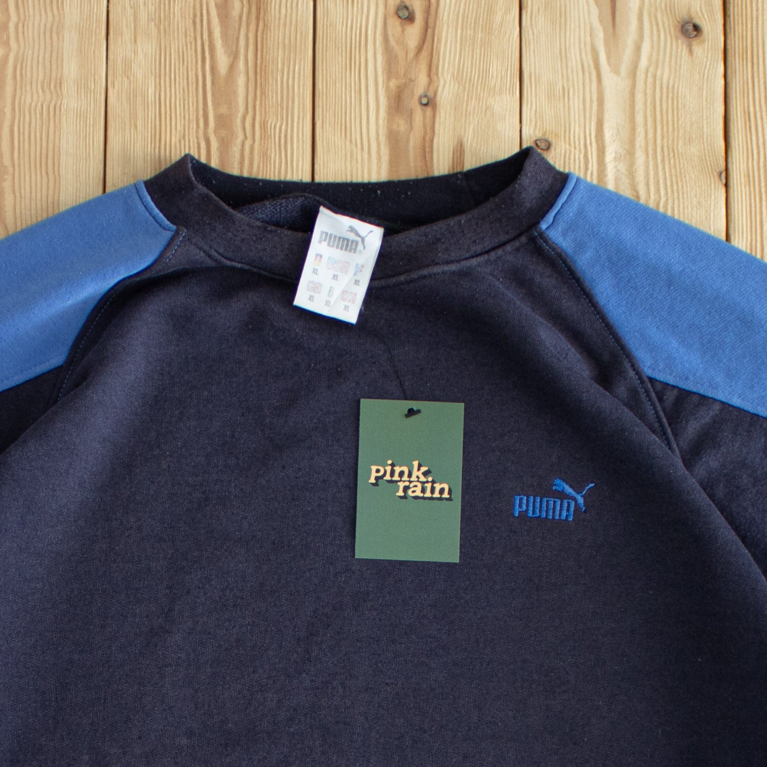 (L/XL) Puma Vintage Embroidered Sweatshirt Blue