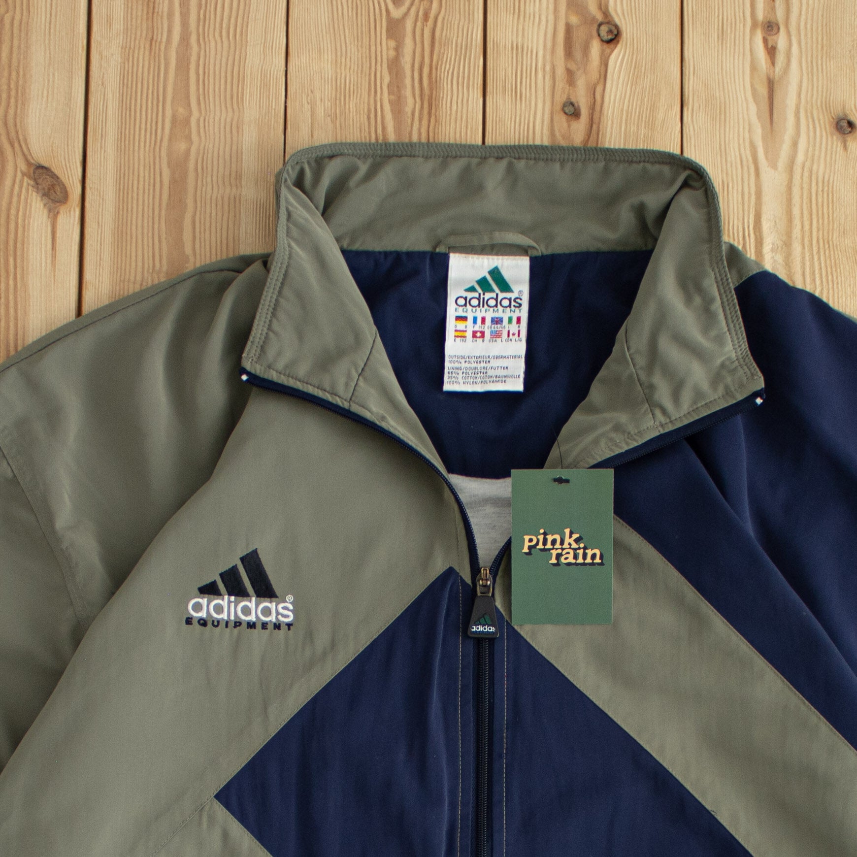 (XL) Adidas Equipment Vintage Embroidered Jacket Khaki Blue