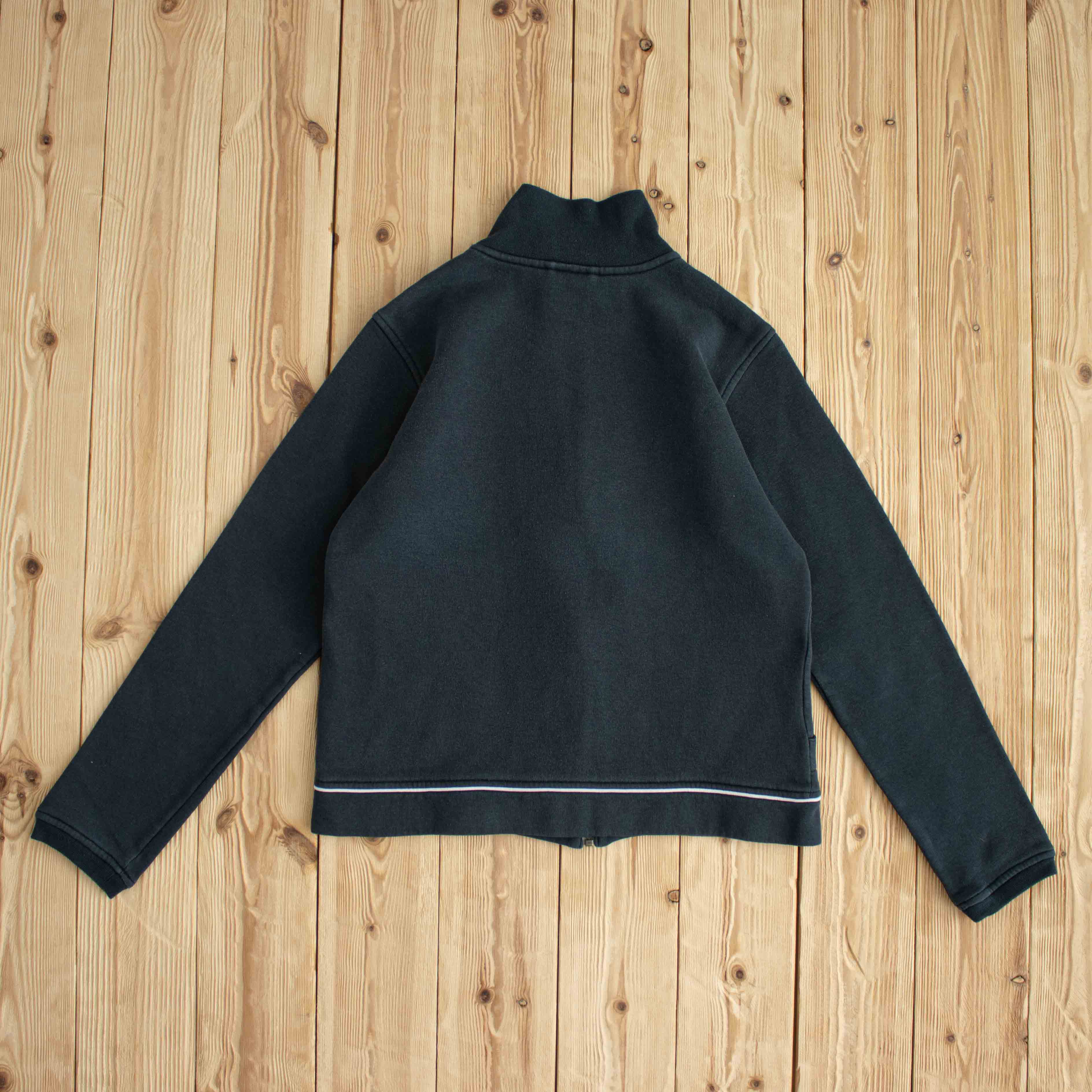 (XS) Adidas Vintage Embroidered Full-Zip Sweatshirt Black
