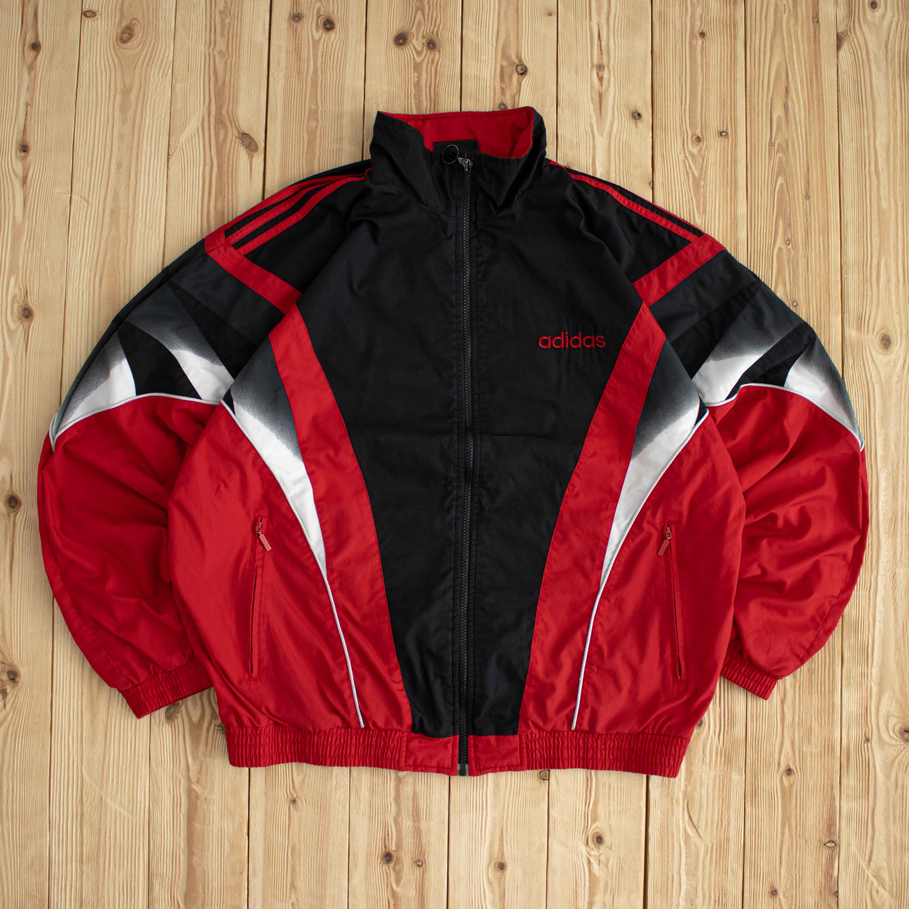 (XL) Adidas Vintage Embroidered Jacket Red
