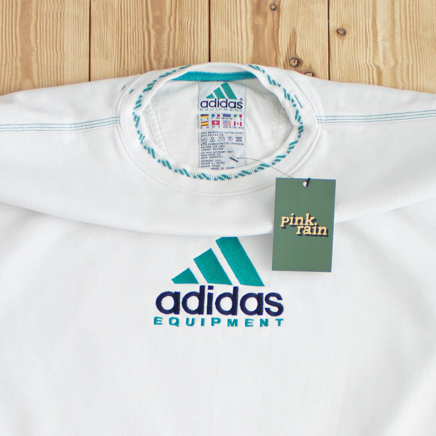 (M) Adidas Equipment Vintage Embroidered Sweatshirt White