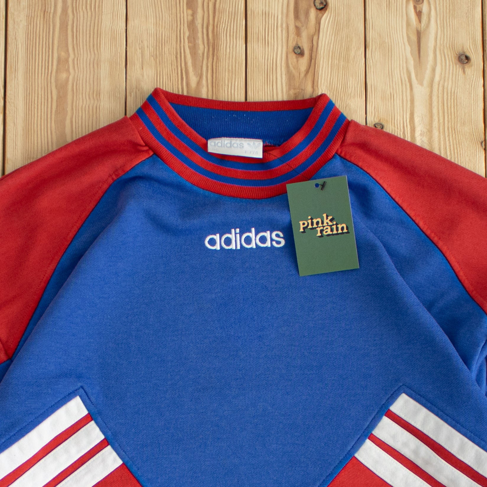 (M) Adidas Vintage Side Stripe Embroidered Sweatshirt Blue