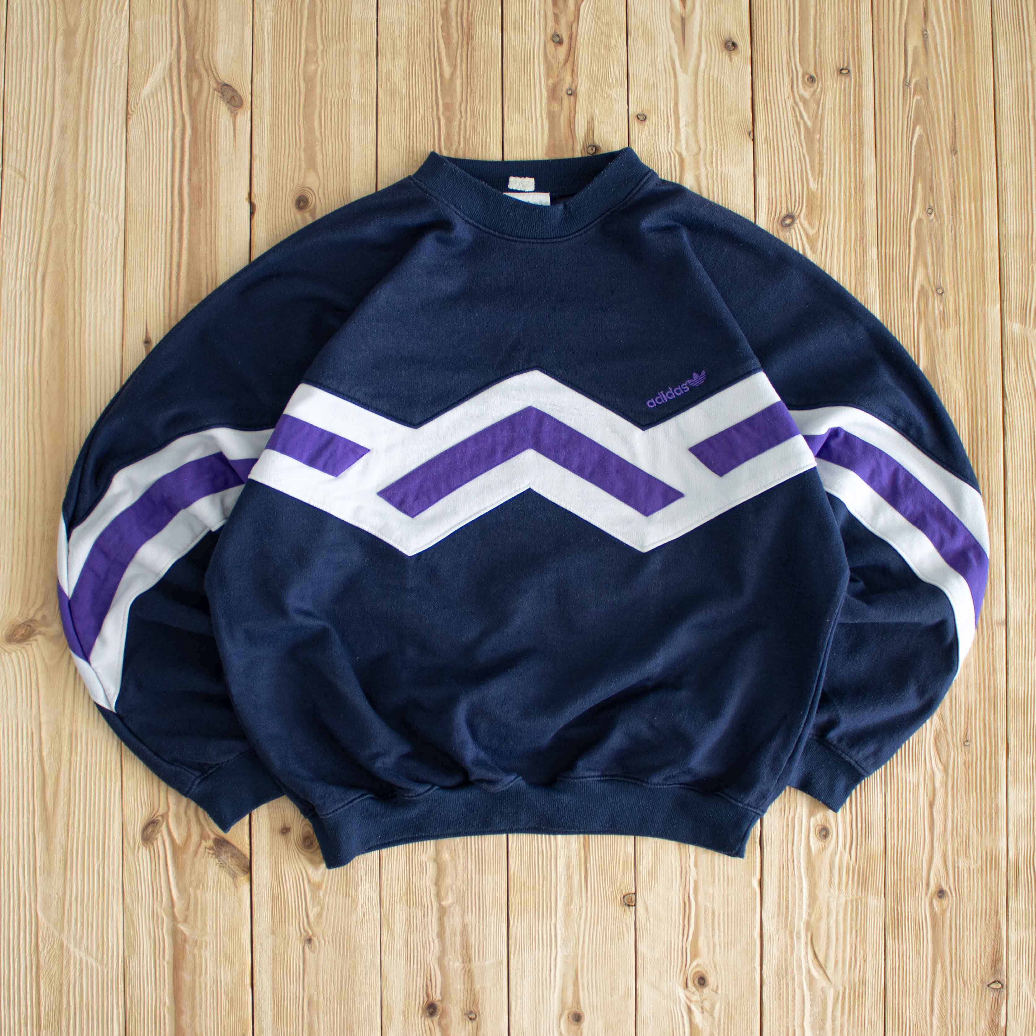 (M) Adidas Vintage Embroidered Sweatshirt Blue