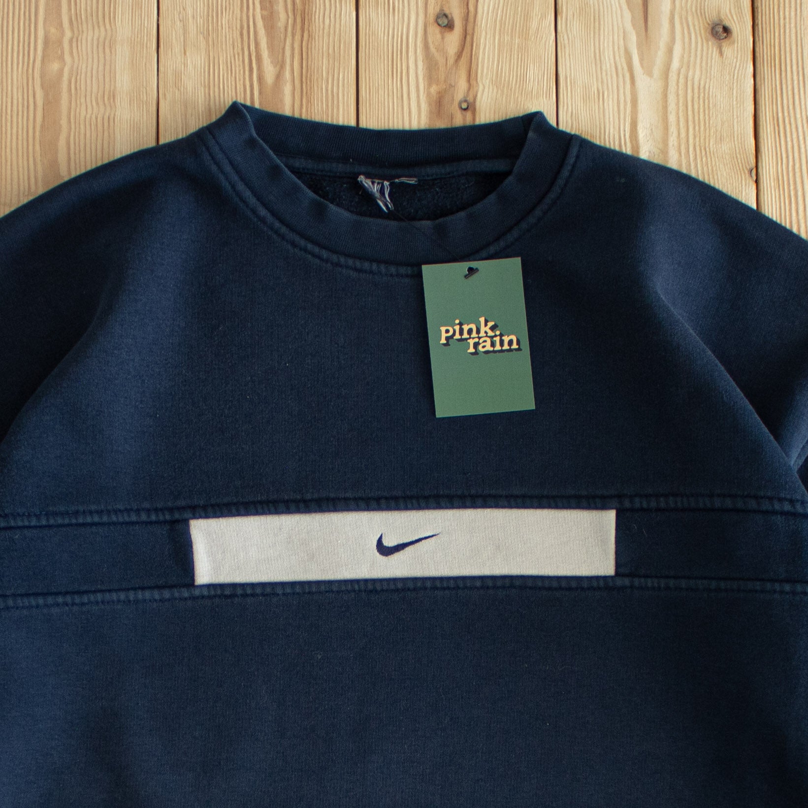 (L) Nike Center Swoosh Vintage Embroidered Sweatshirt Blue
