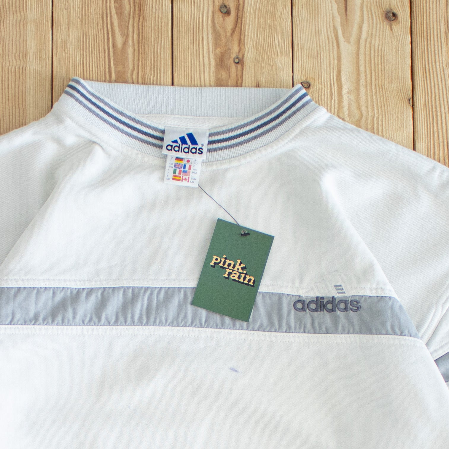 (L) Adidas Vintage Logo Embroidered Sweatshirt White