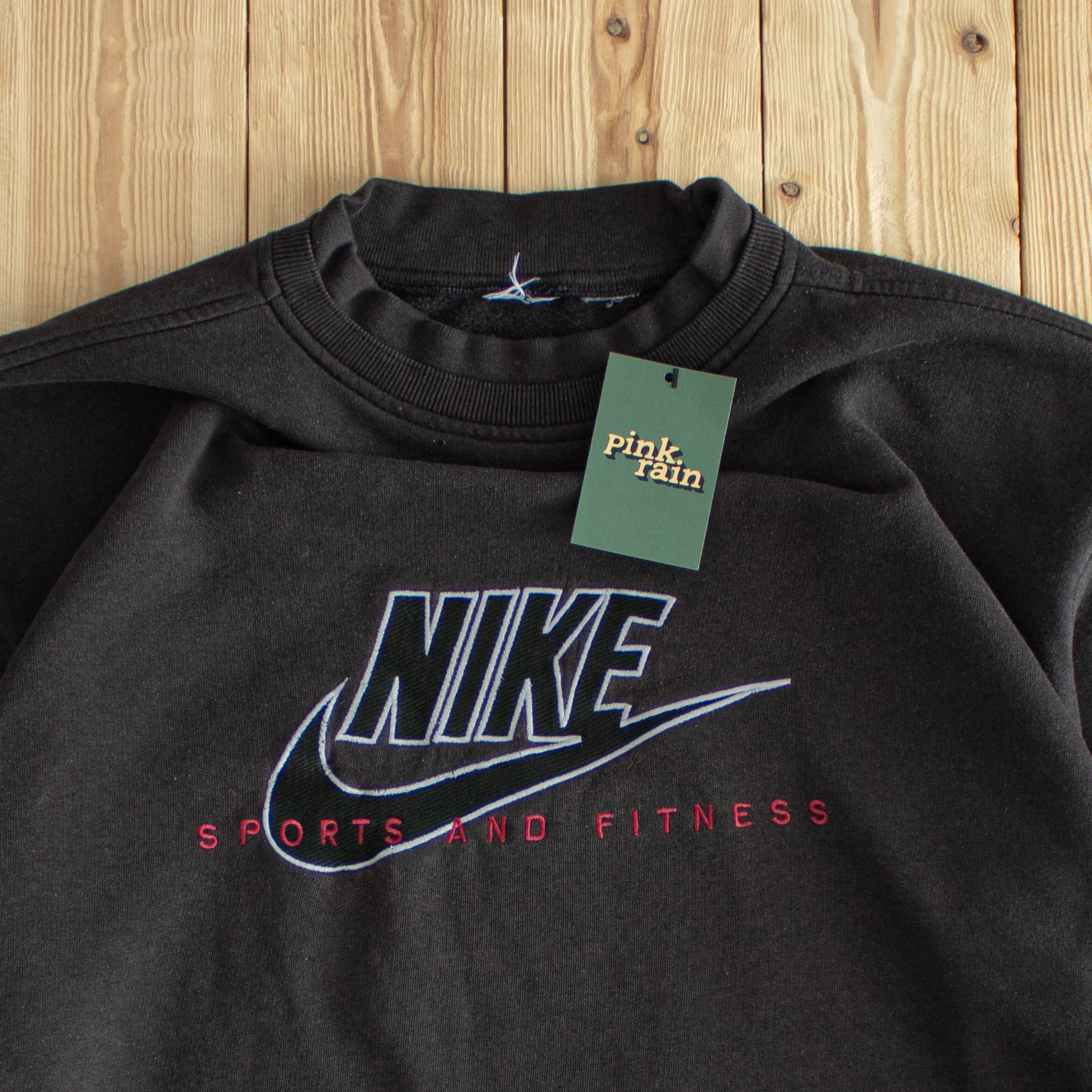 (M) Nike Sports Fitness Vintage Embroidered Sweatshirt Black