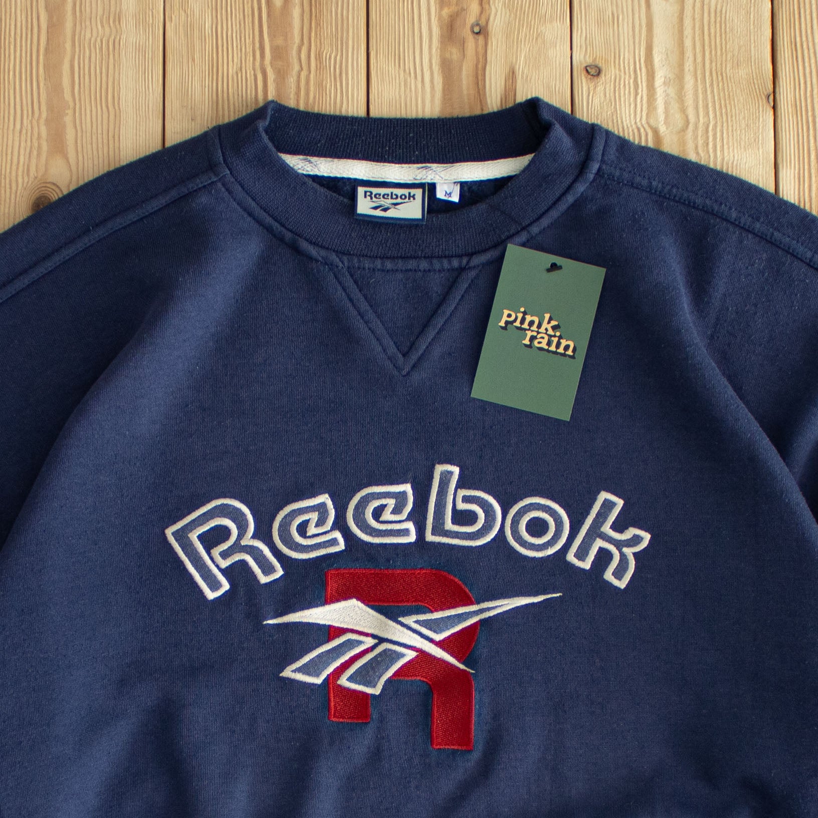 (M) Reebok Logo Vintage Embroidered Sweatshirt Blue