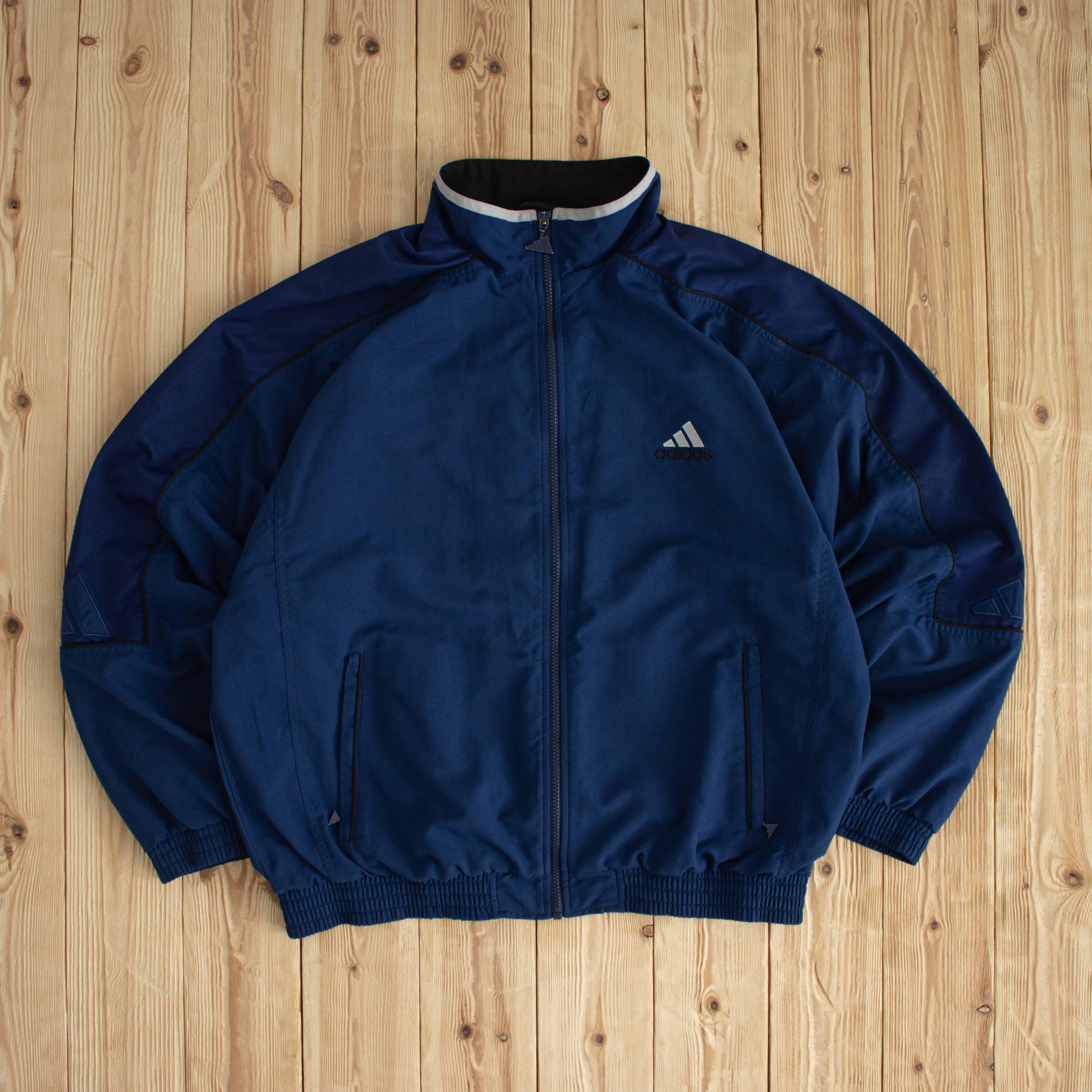 (XL) Adidas Vintage Embroidered Jacket Blue