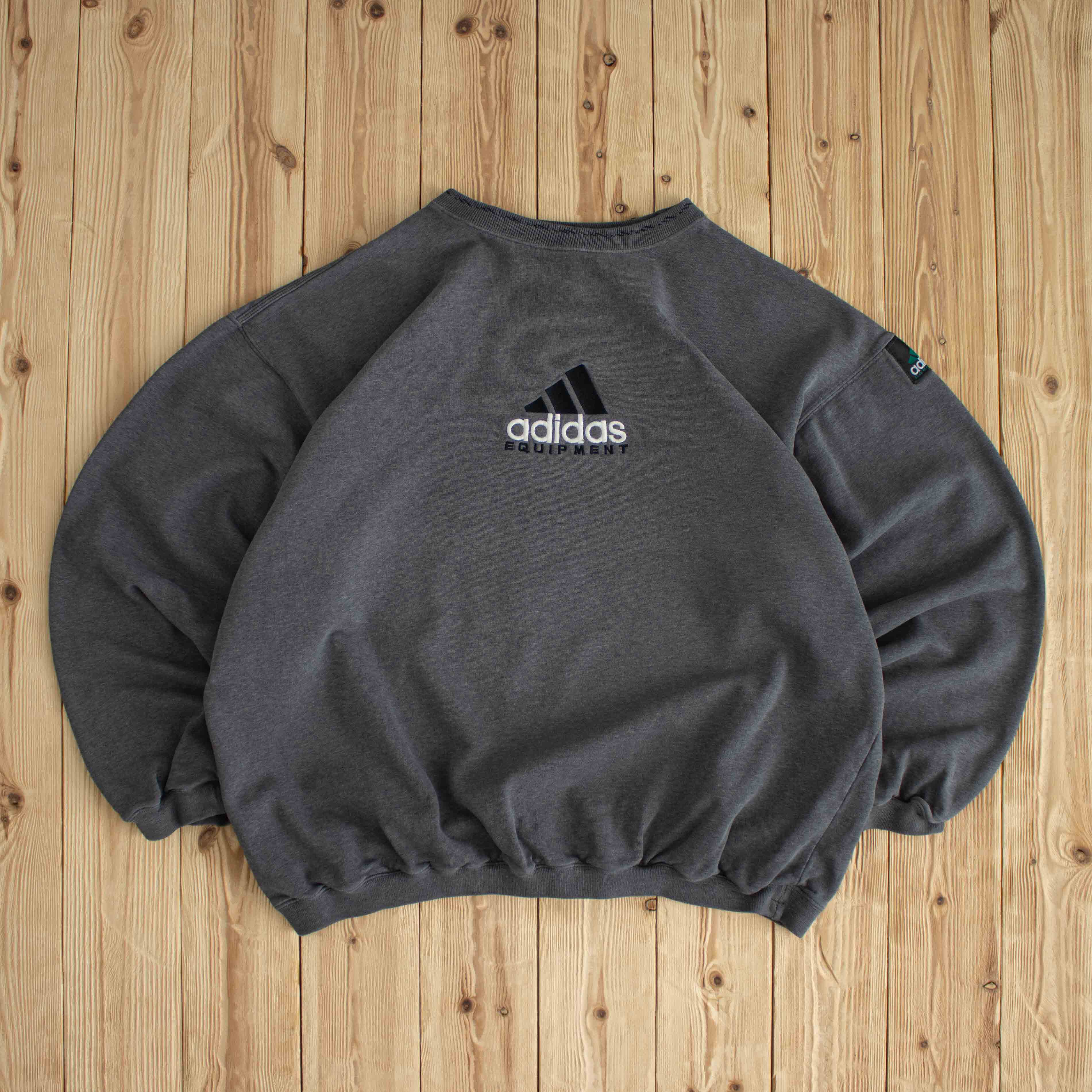 (XL) Adidas Equipment Vintage Embroidered Sweatshirt Gray