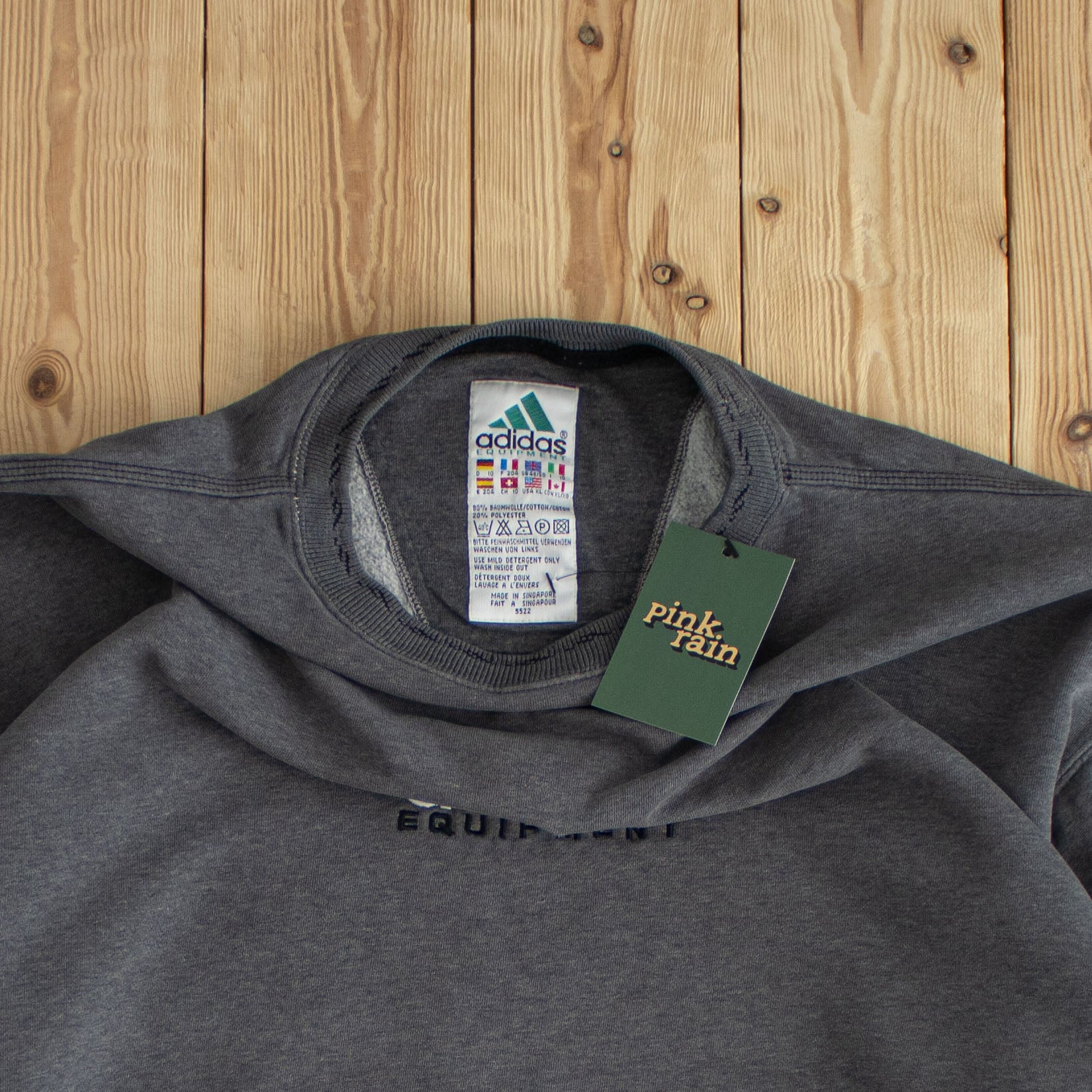 (XL) Adidas Equipment Vintage Embroidered Sweatshirt Gray