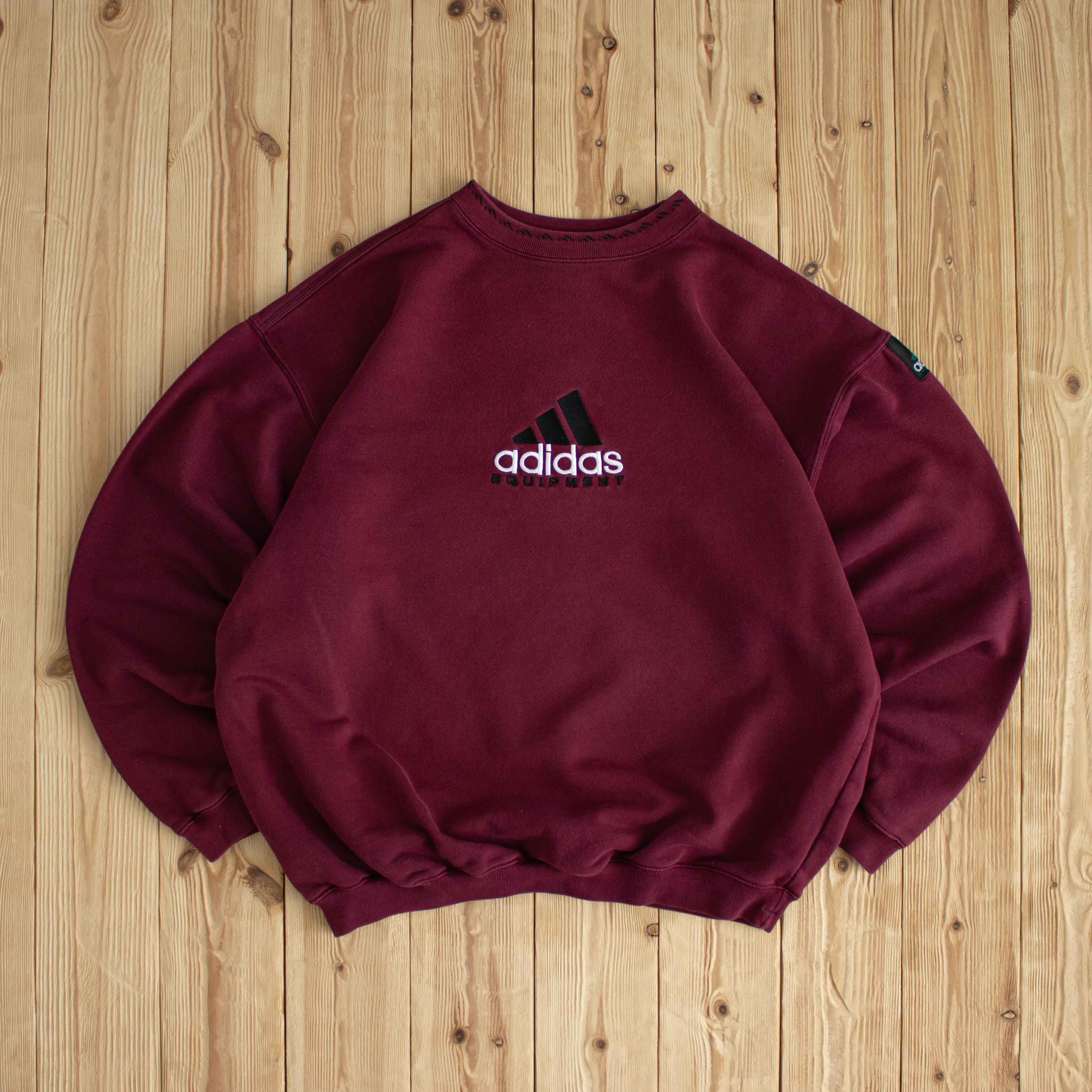 (M) Adidas Equipment Vintage Embroidered Sweatshirt Burgundy