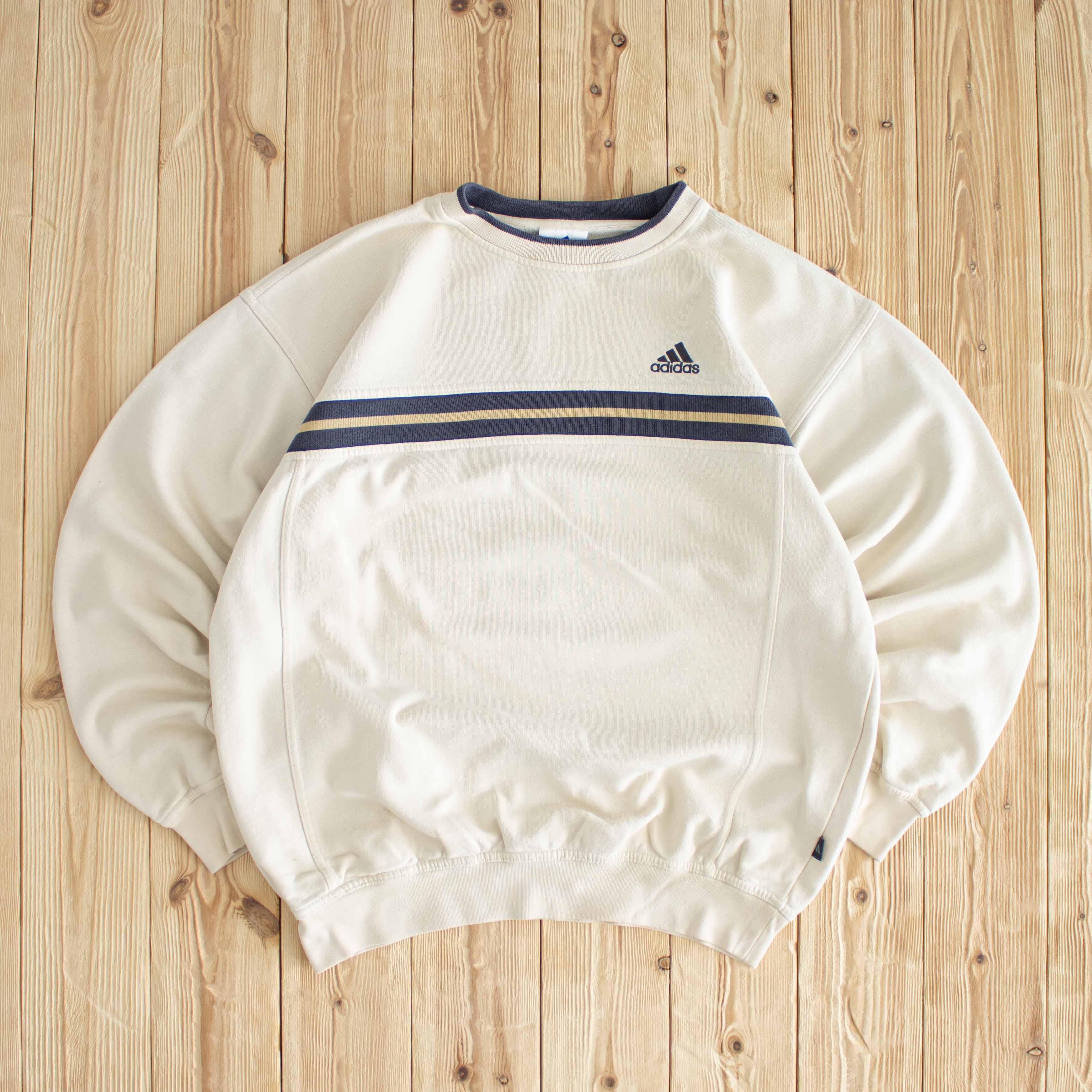 (M/L) Adidas Vintage Essential Embroidered Sweatshirt Beige