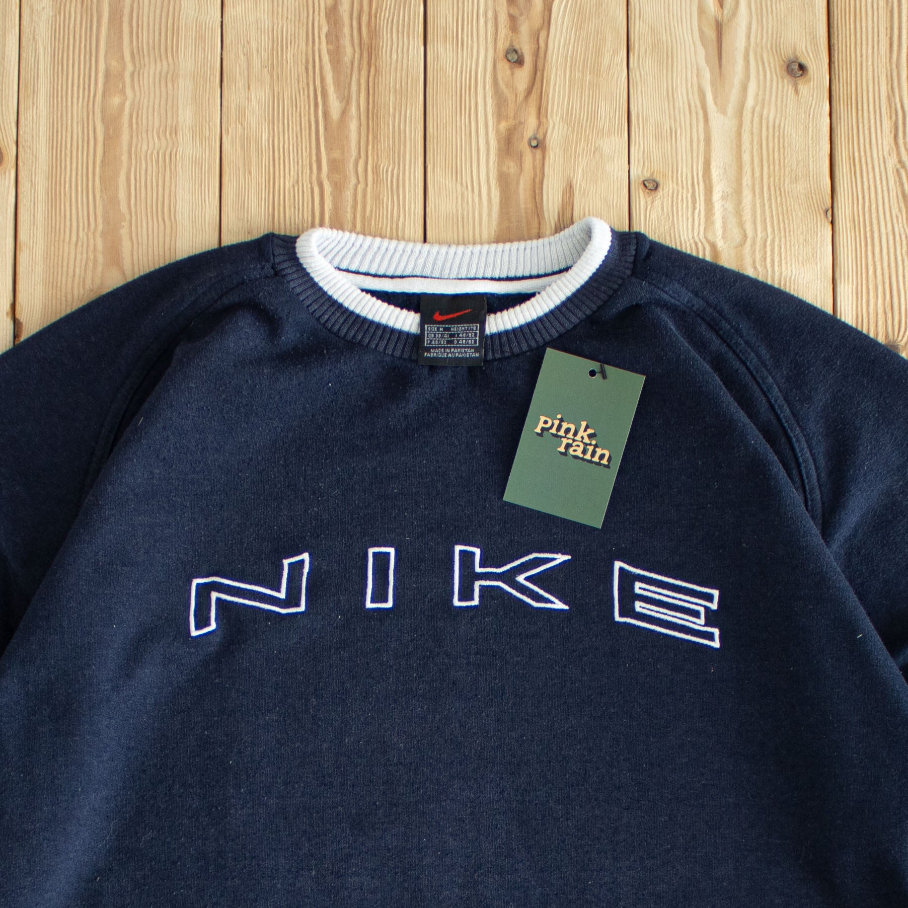 (M/L) Nike Spell Out Vintage Embroidered Sweatshirt Blue