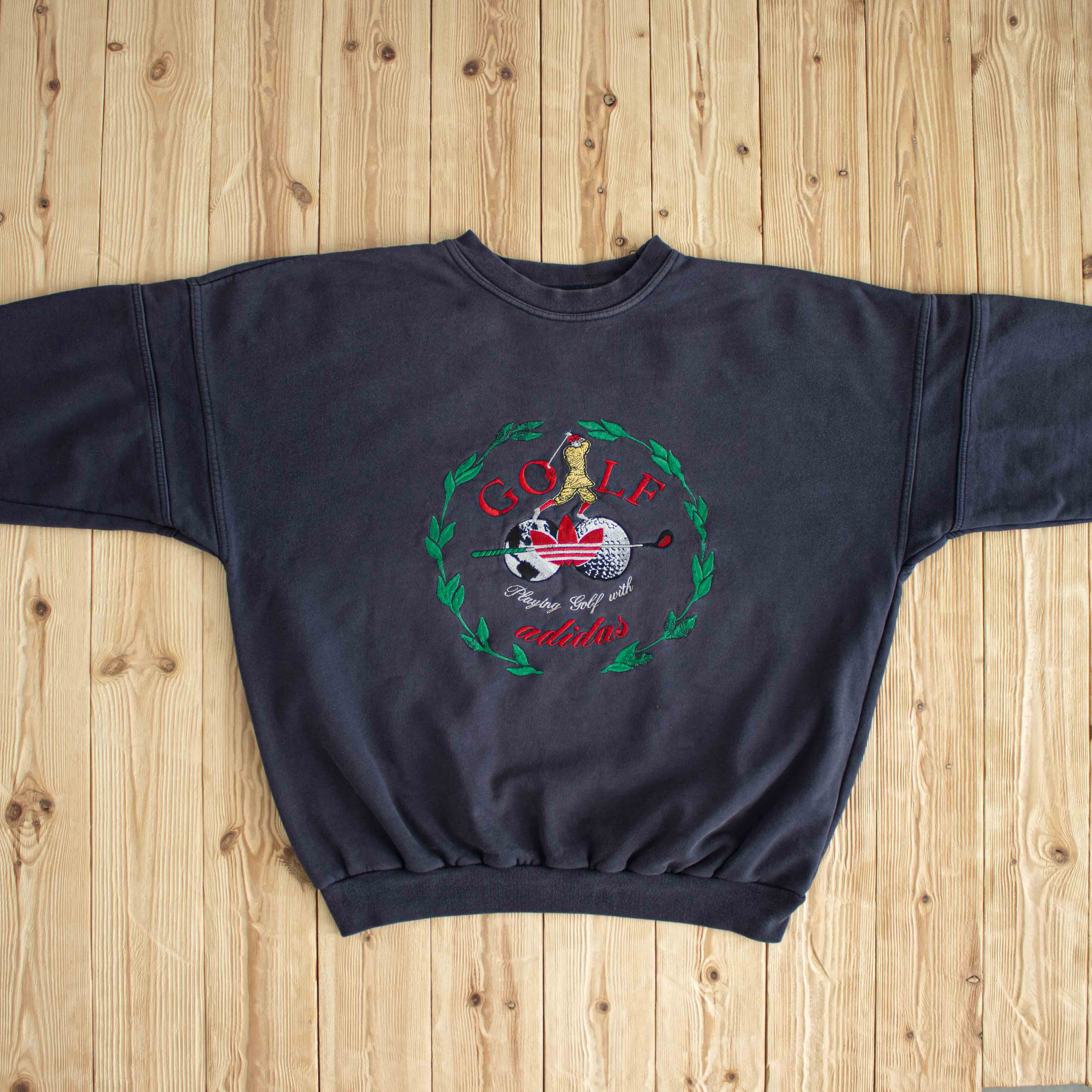 (L) Adidas Golf Vintage Embroidered Sweatshirt Blue