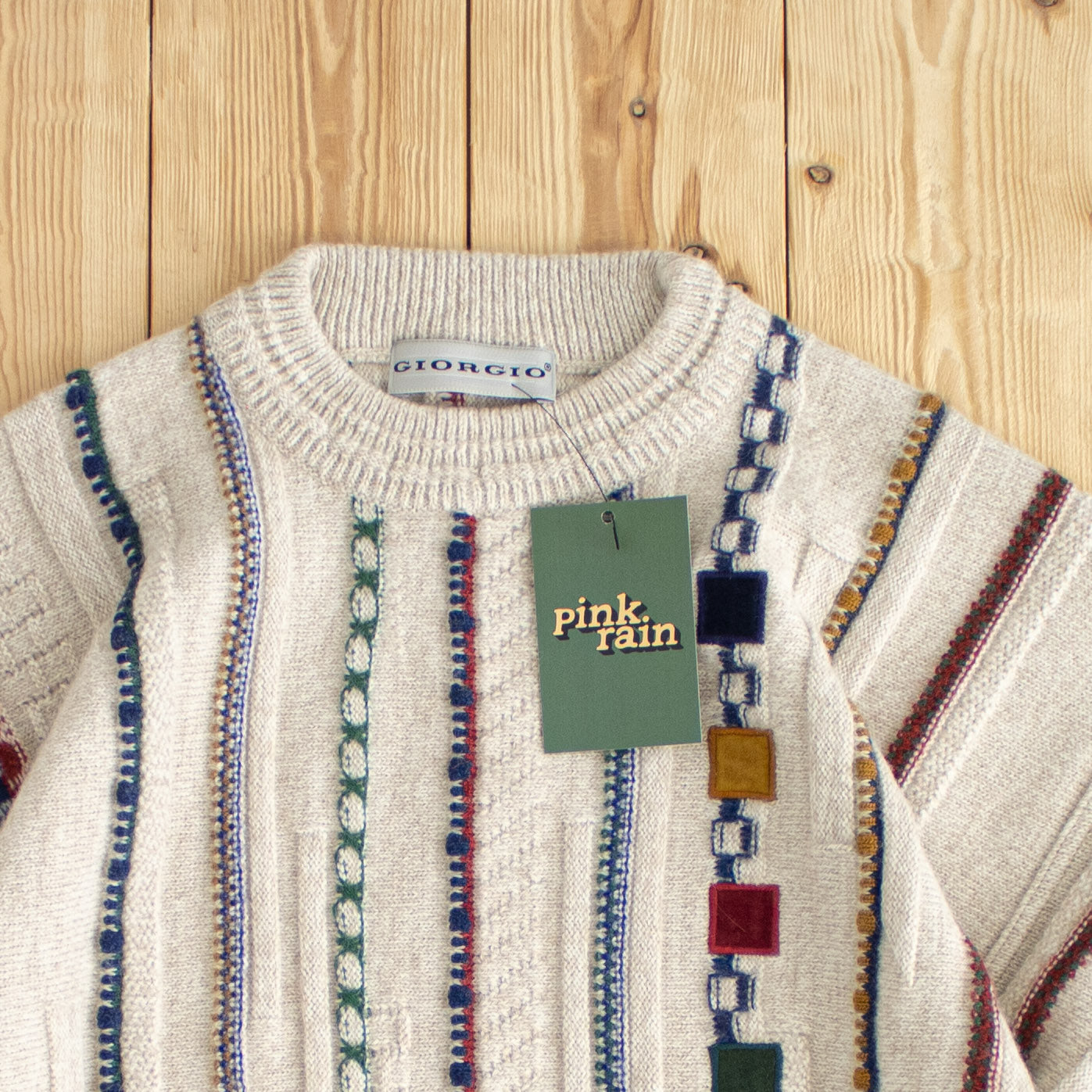 (S) Giorgio Vintage Embroidered Sweater Beige