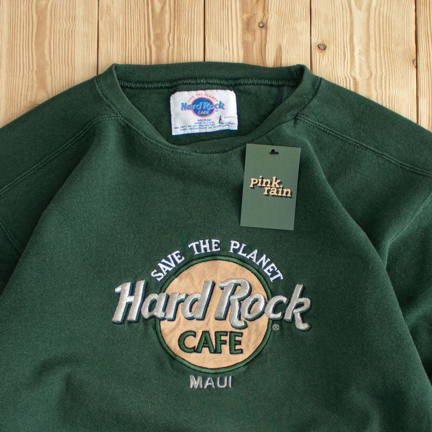 (S) Hard Rock Cafe Maui Vintage Embroidered Sweatshirt Green
