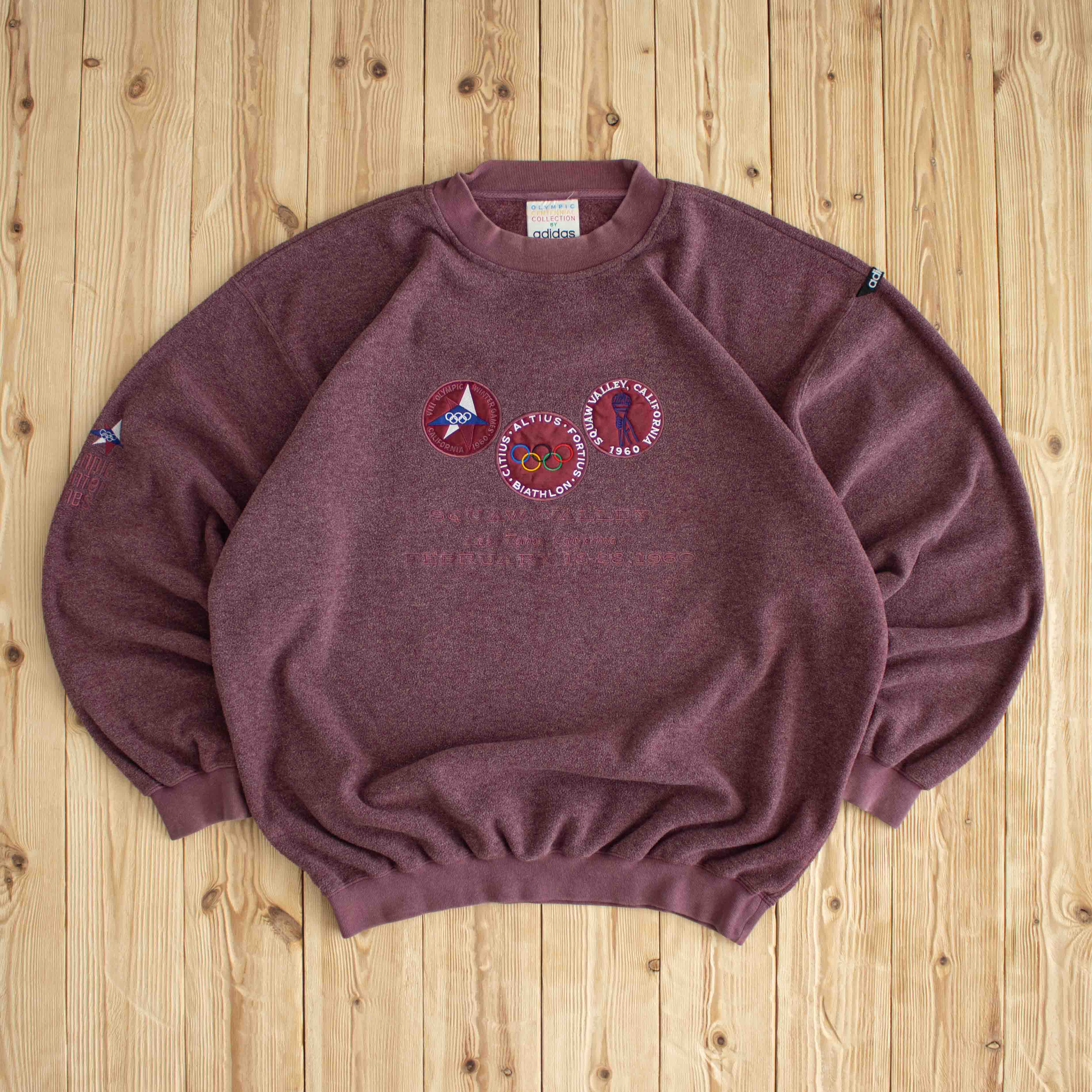 (XL) Adidas Citius Altius Fortius VII Olympic Winter Games Vintage Embroidered Sweatshirt Red