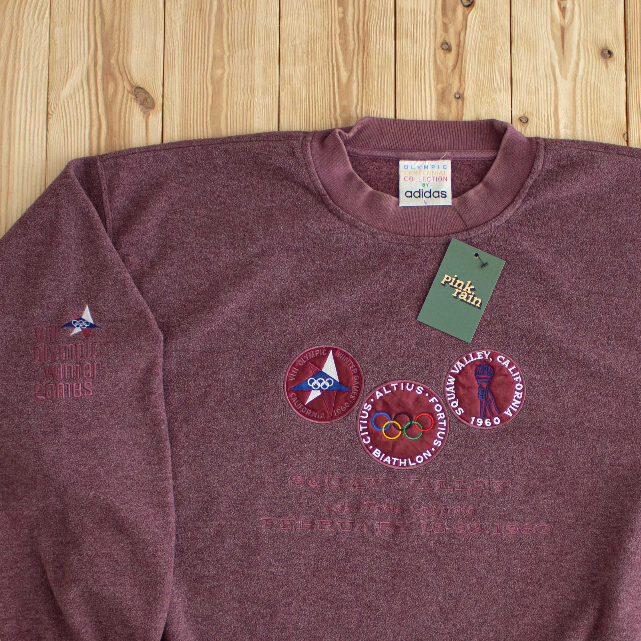 (XL) Adidas Citius Altius Fortius VII Olympic Winter Games Vintage Embroidered Sweatshirt Red