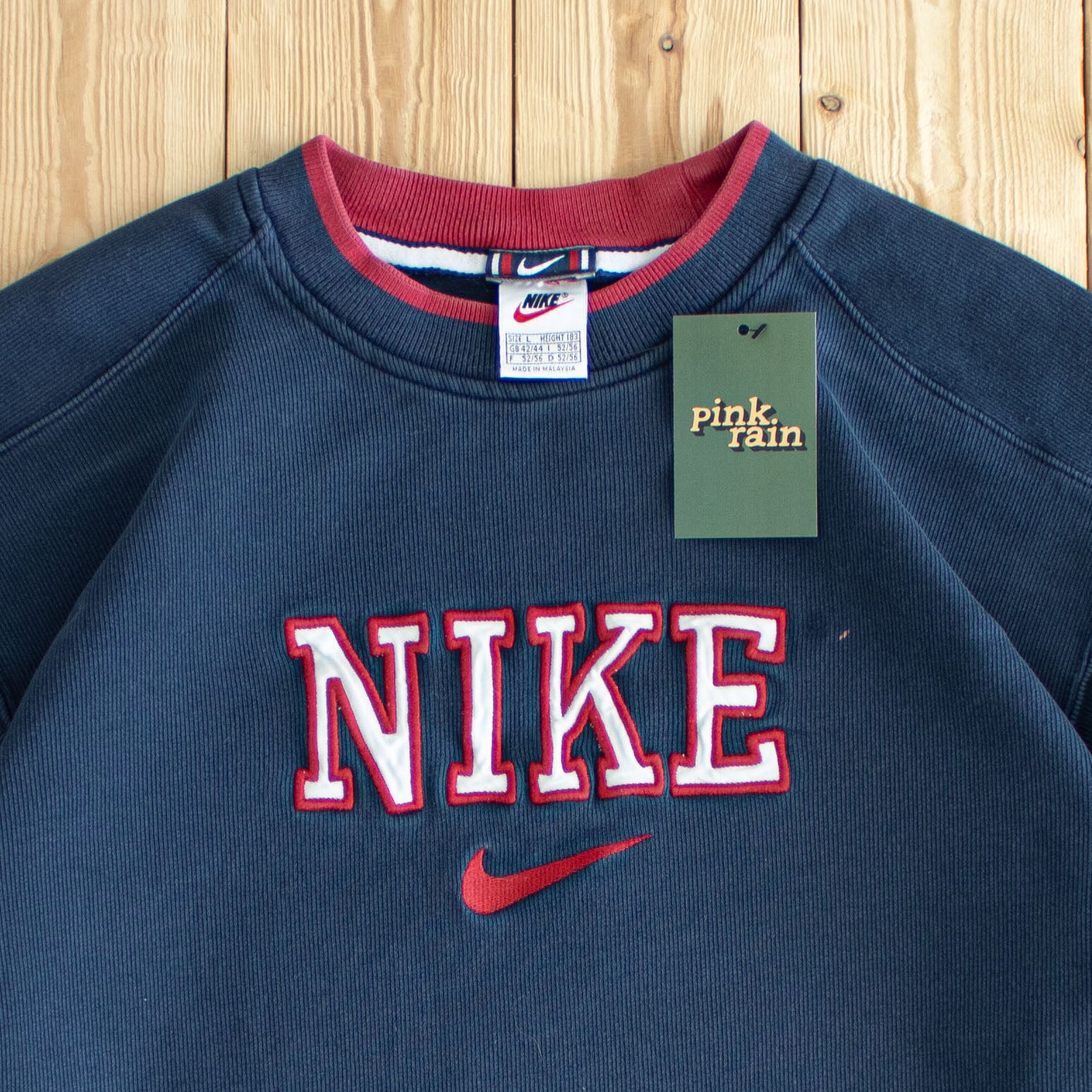 (M/L) Nike Spell Out Vintage Embroidered Sweatshirt Blue