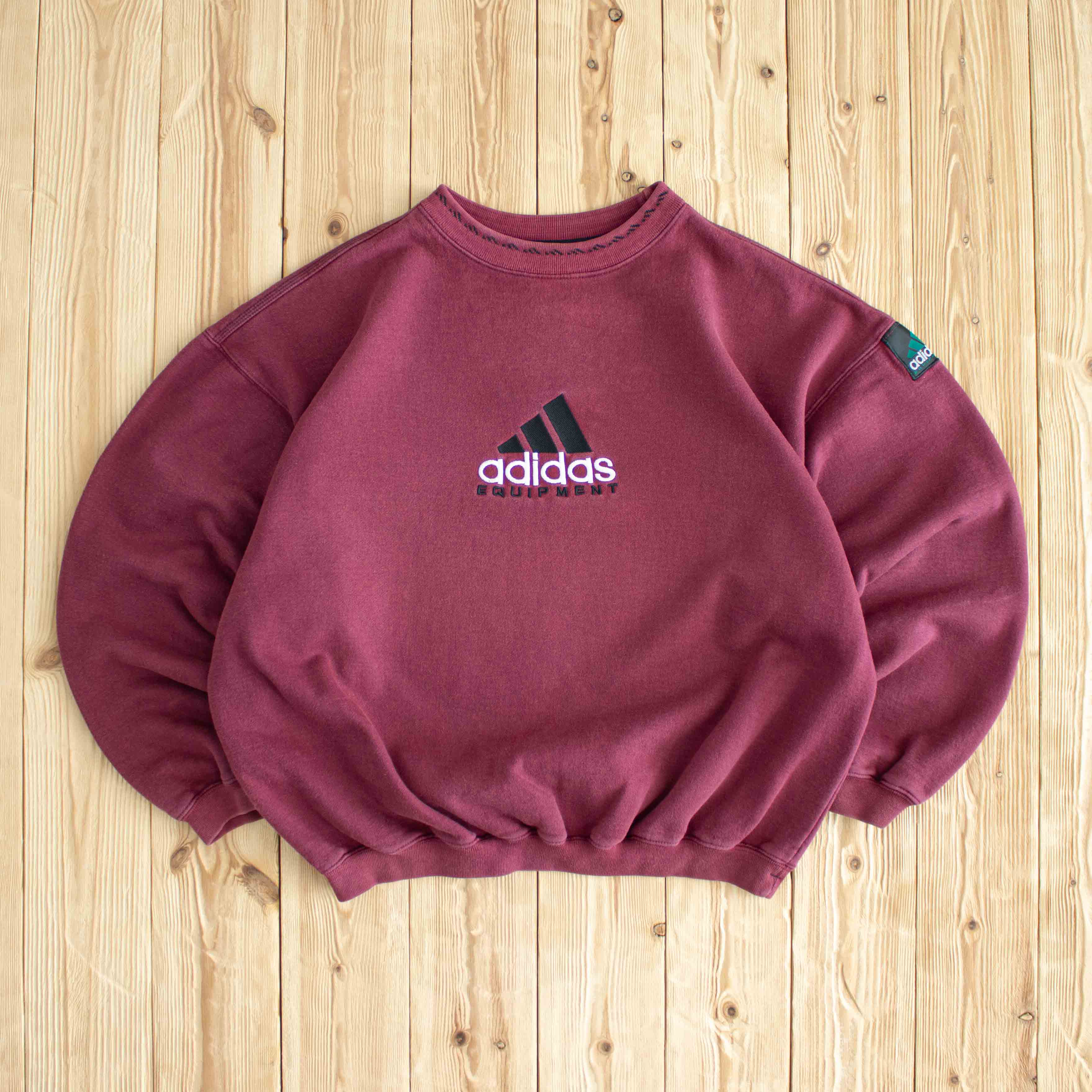 (M) Adidas Equipment Vintage Embroidered Sweatshirt Burgundy