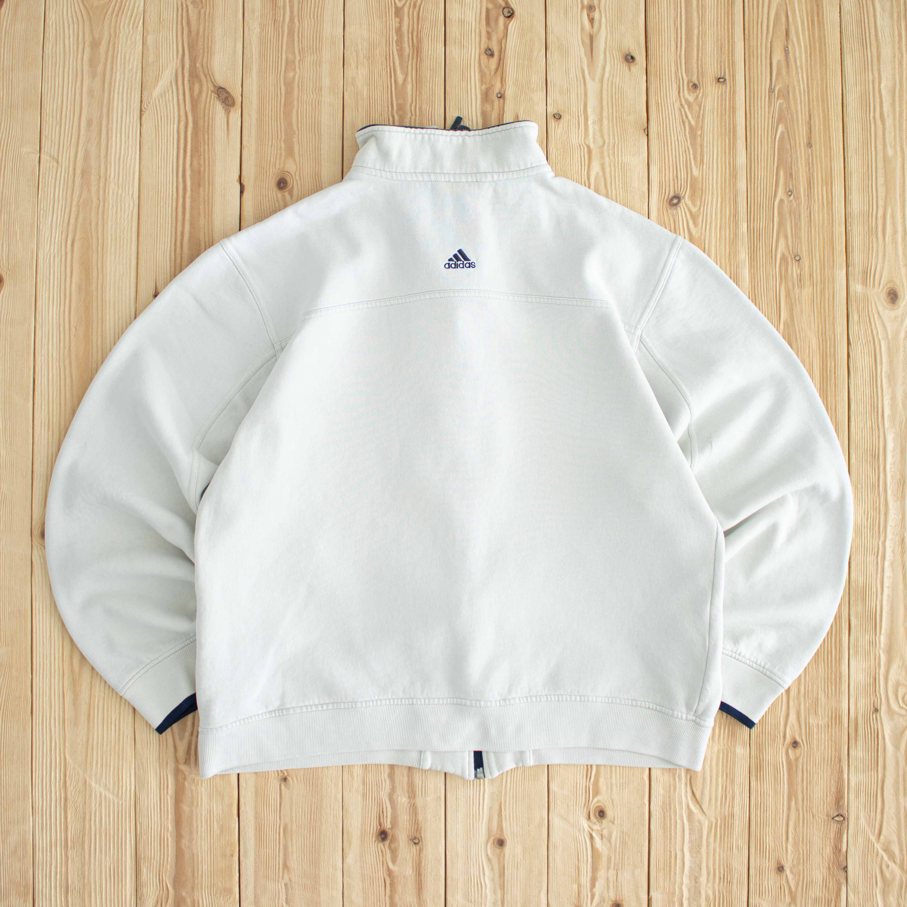 (M) Adidas 1949 Vintage Embroidered Full-Zip Sweatshirt Beige