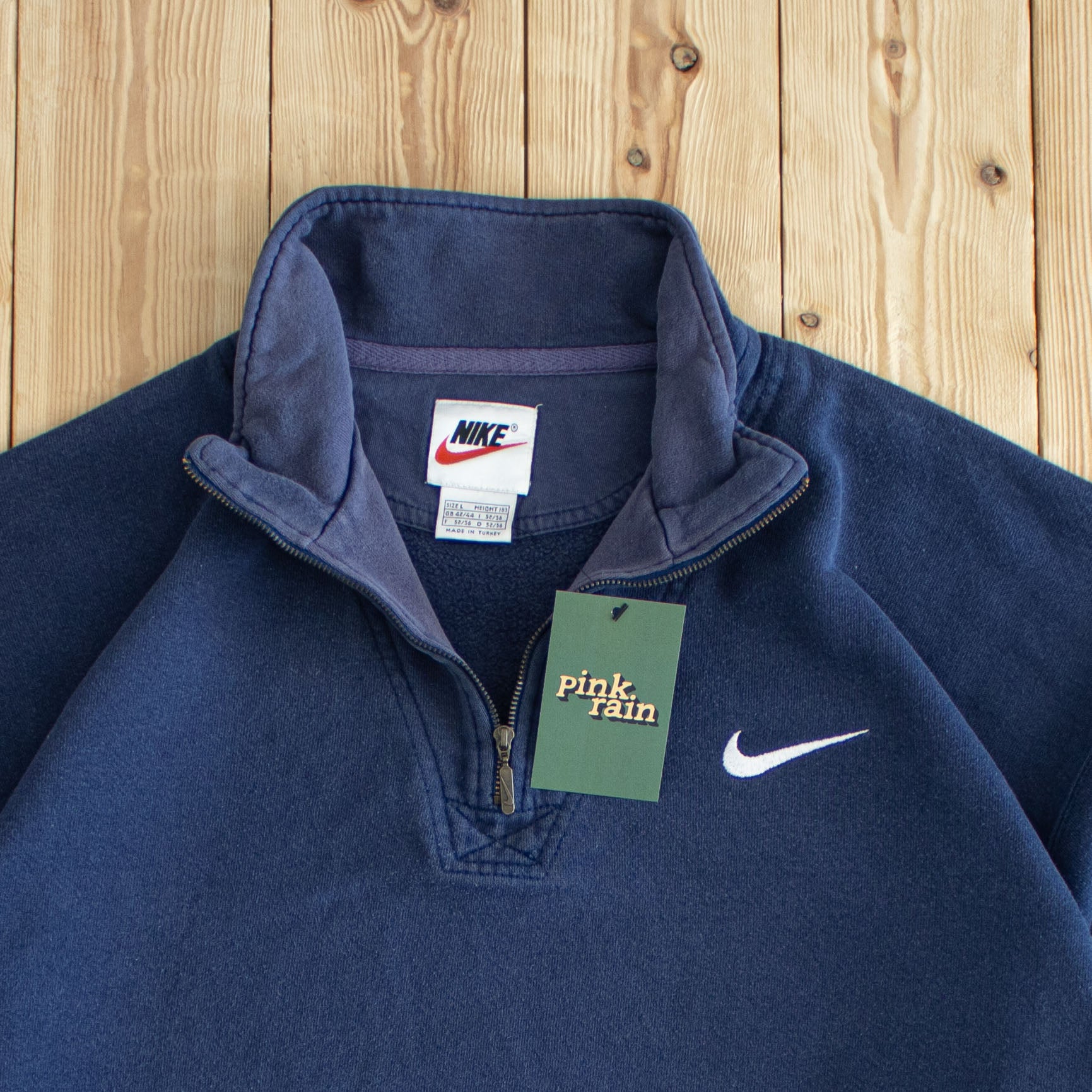 (L) Nike Vintage Essential Embroidered Quarter-Zip Blue