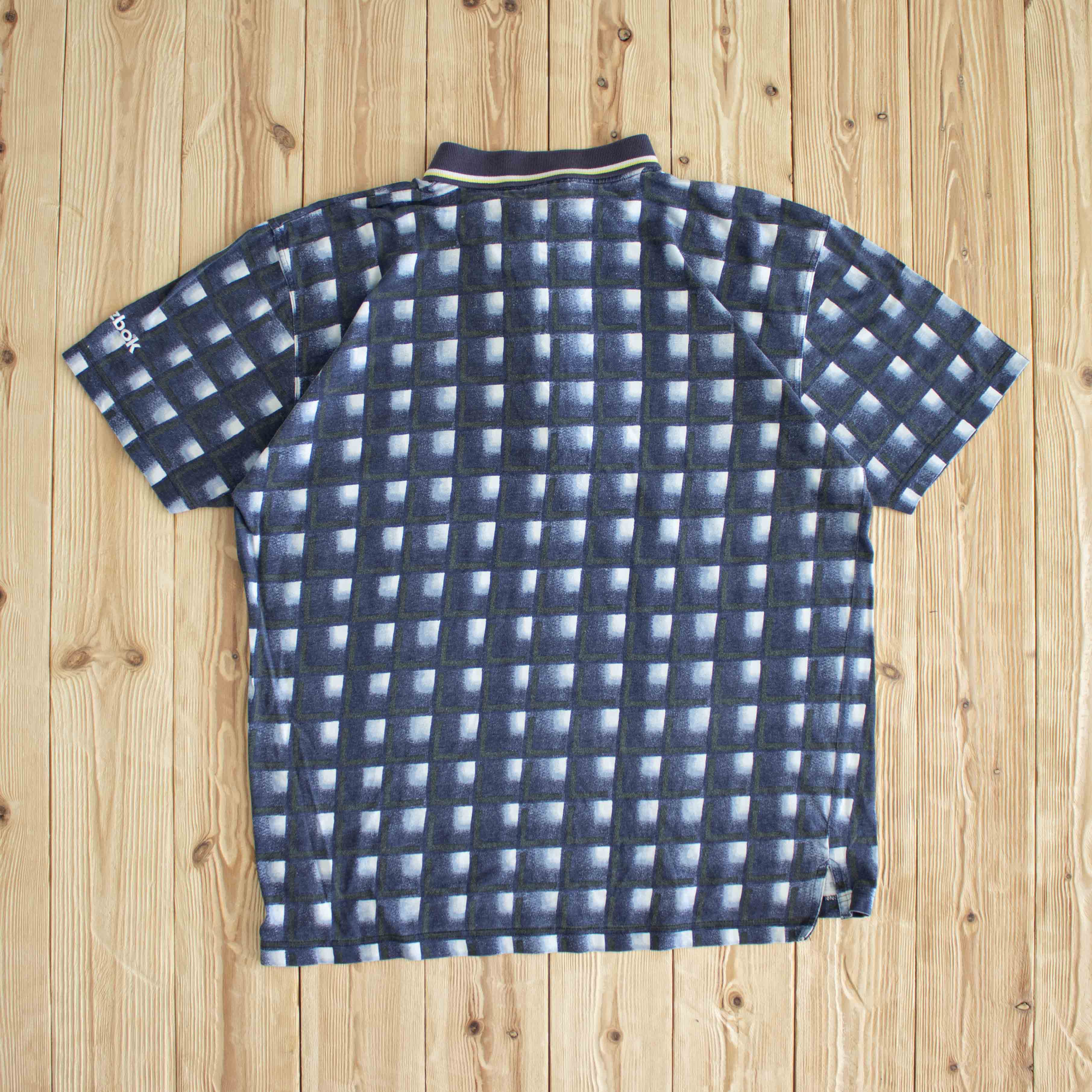 (L) Reebok Vintage Embroidered Quarter-Zip Polo Blue