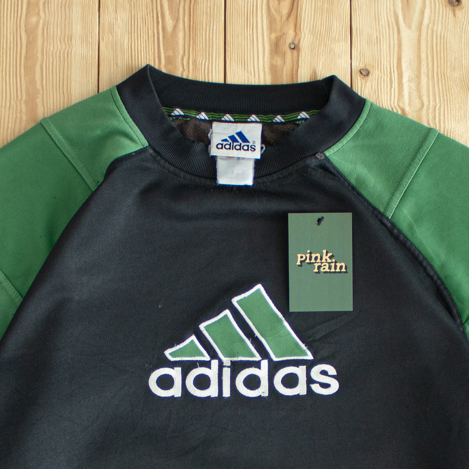 (L/XL) Adidas Logo Vintage Embroidered Sweatshirt Black