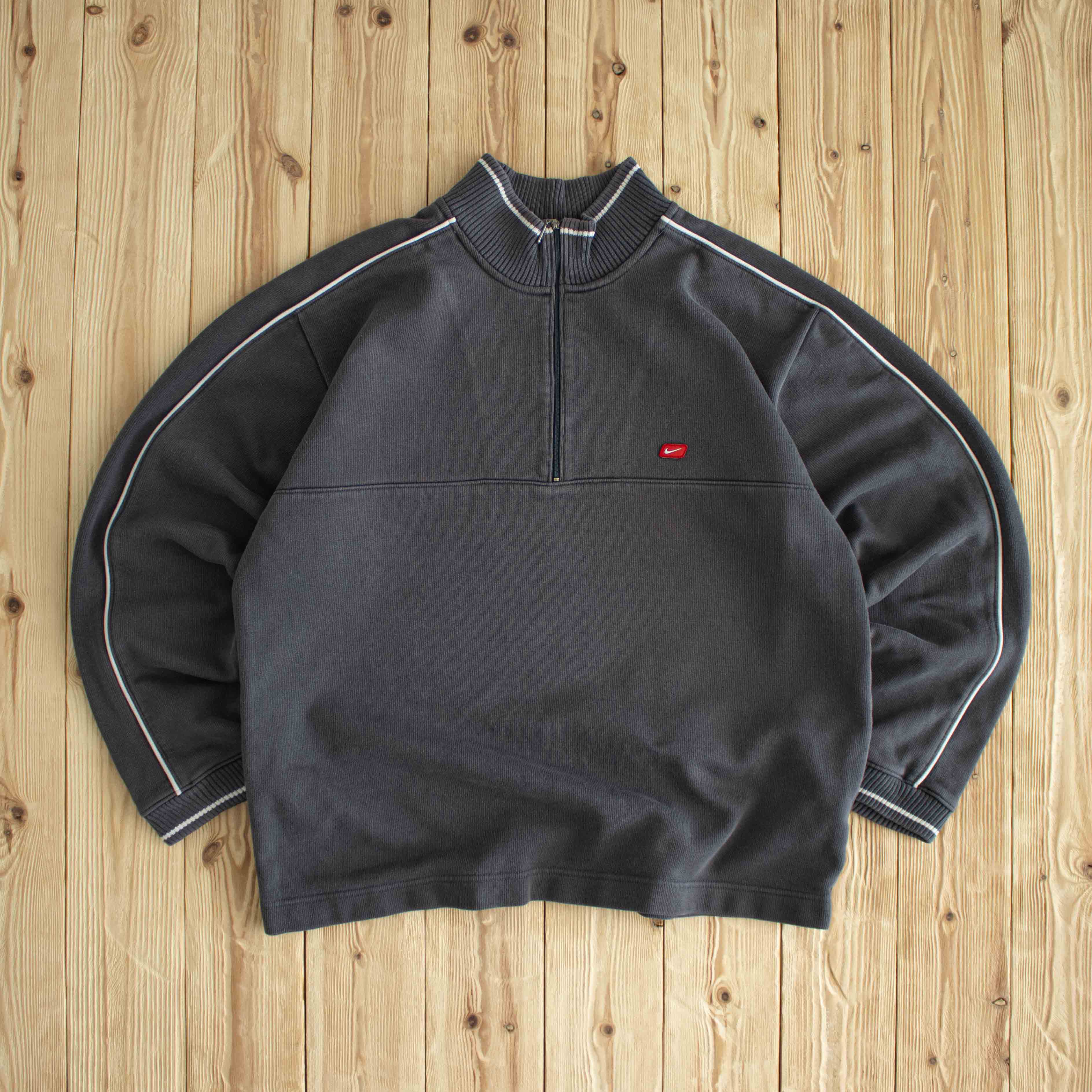 (M/L) Nike Vintage Embroidered Full-Zip Sweatshirt Gray