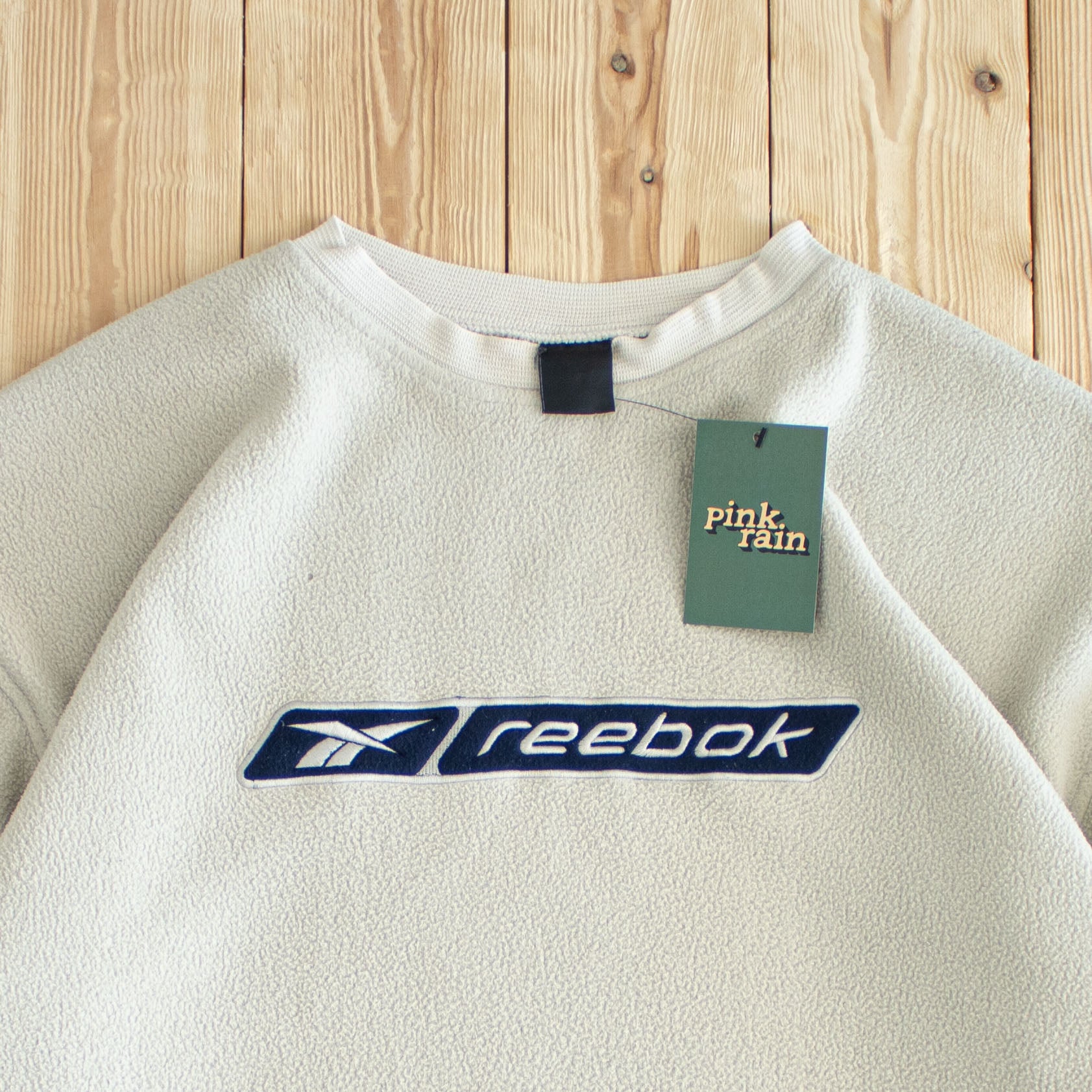 (M) Reebok Vintage Embroidered Fleece Sweatshirt Beige