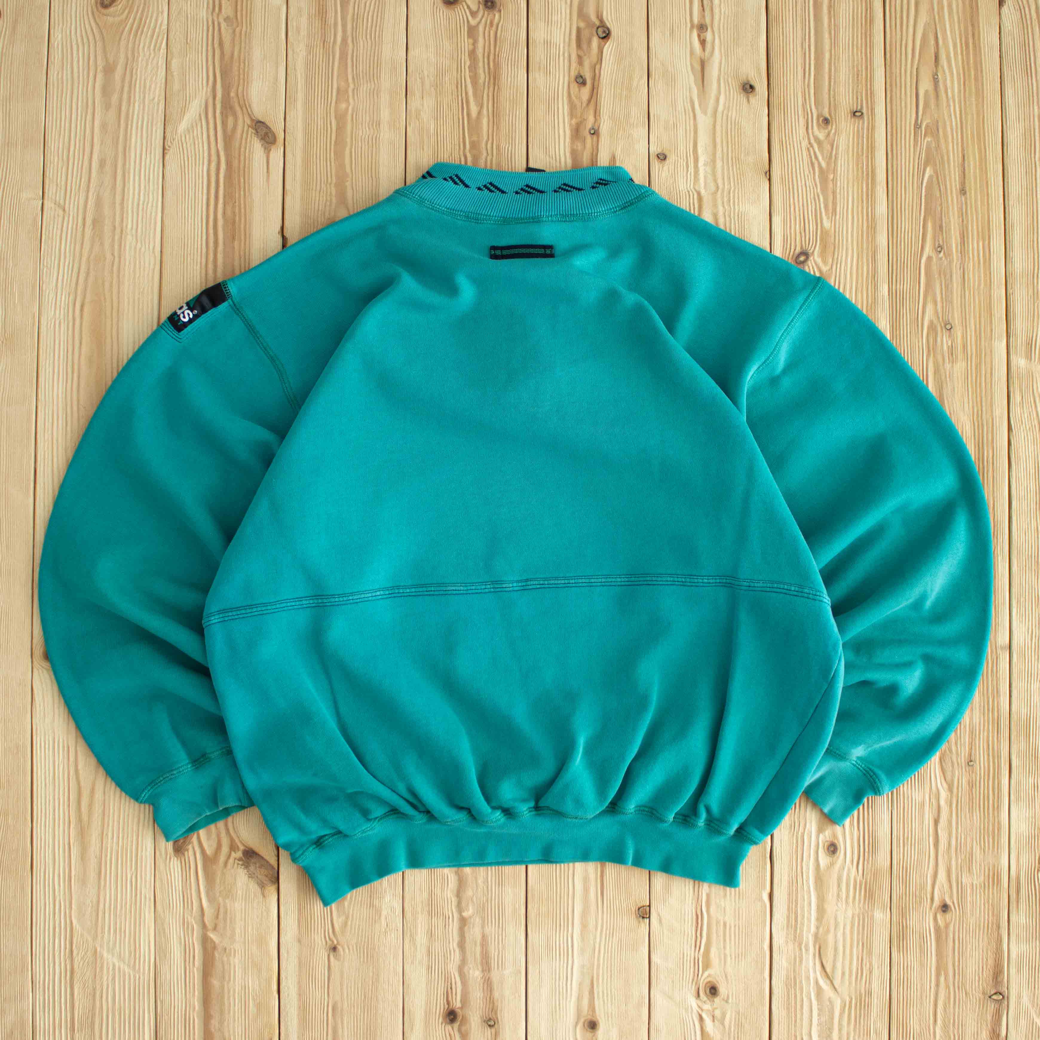 (M) Adidas Equipment Vintage Embroidered Quarter-Zip Blue