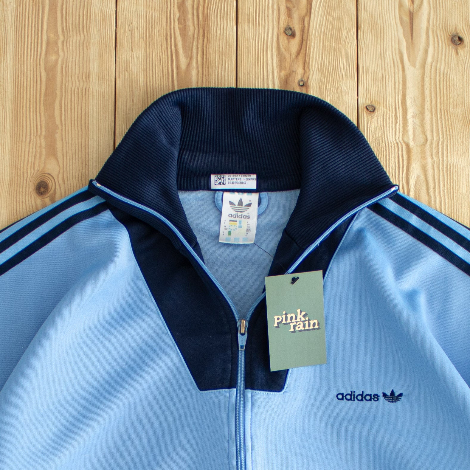 (M) Adidas Vintage Essential Embroidered Full-Zip Sweatshirt Blue