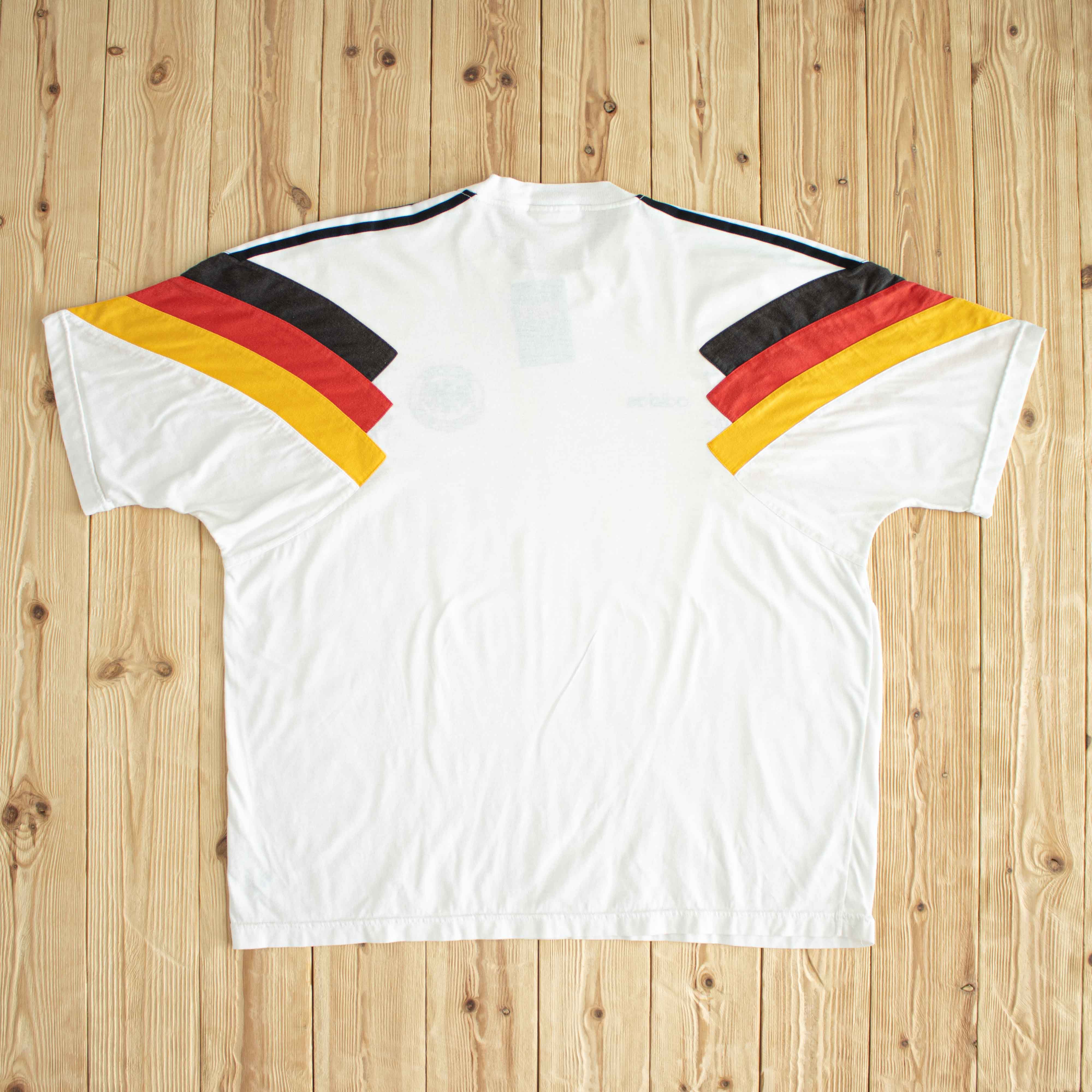 (L/XL) Adidas Deutscher Fussball-Bund Vintage Embroidered T-Shirt White