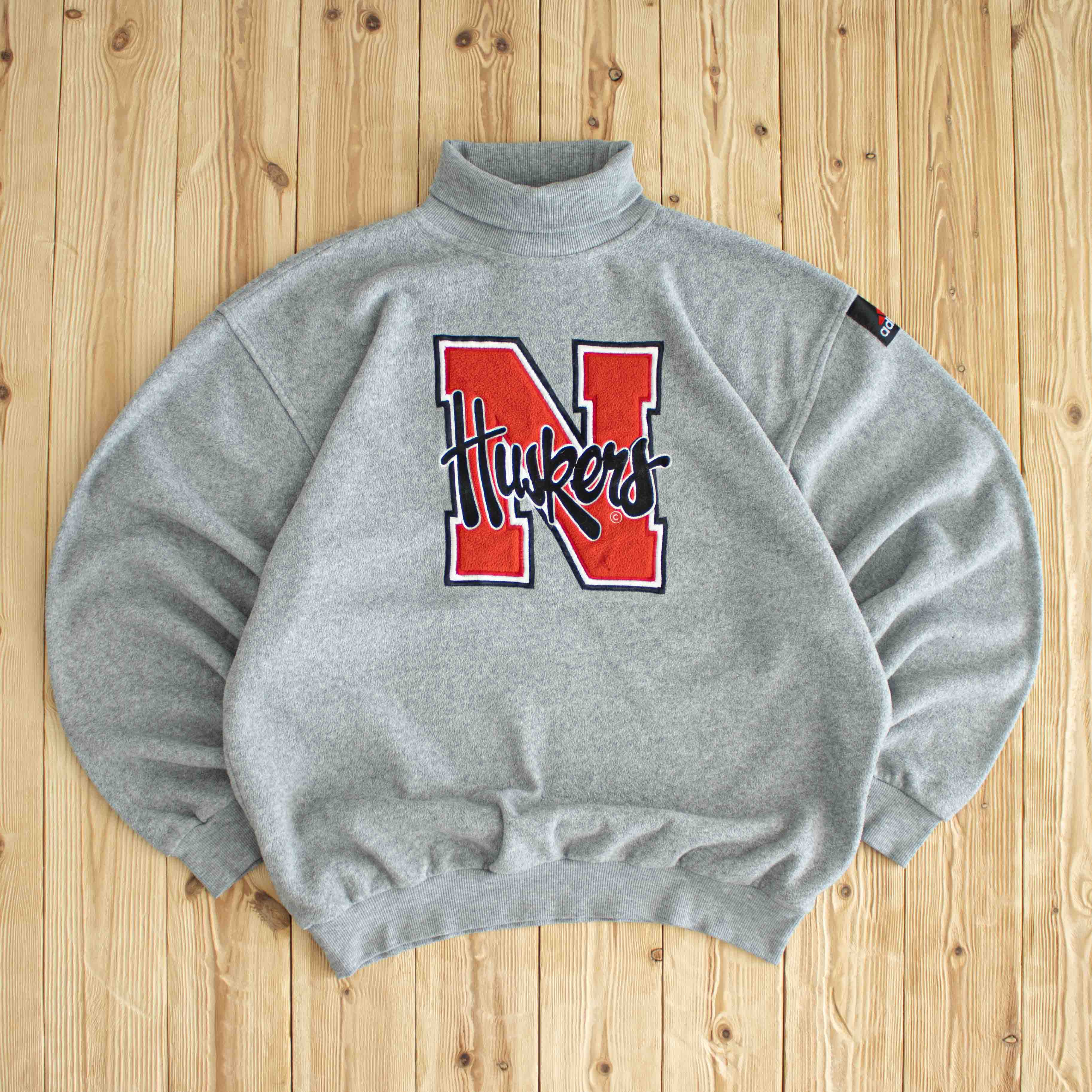 (L) Adidas Nebraska Huskers Vintage Embroidered Fleece Sweatshirt Gray