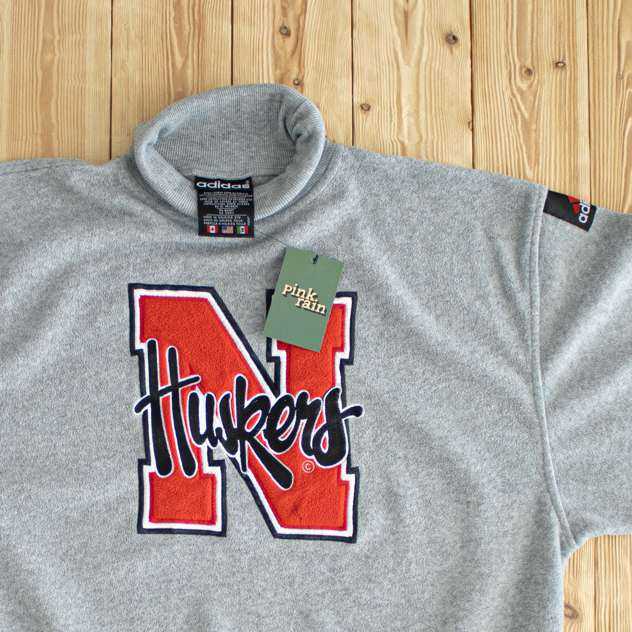 (L) Adidas Nebraska Huskers Vintage Embroidered Fleece Sweatshirt Gray