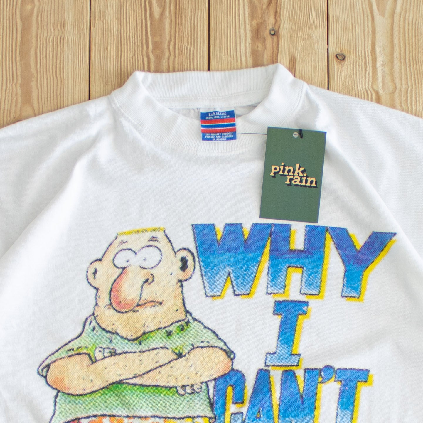 (M) 'Why I Can't Wear Shorts' Vintage T-Shirt White