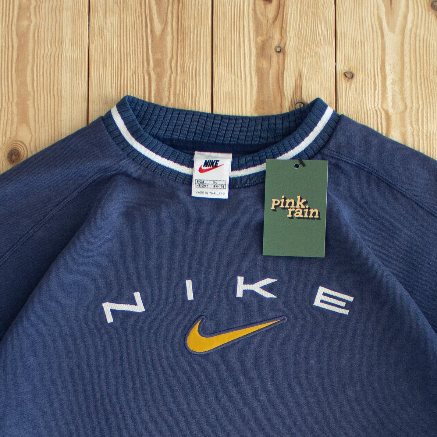 (S/M) Nike Spell Out Vintage Embroidered Sweatshirt Blue